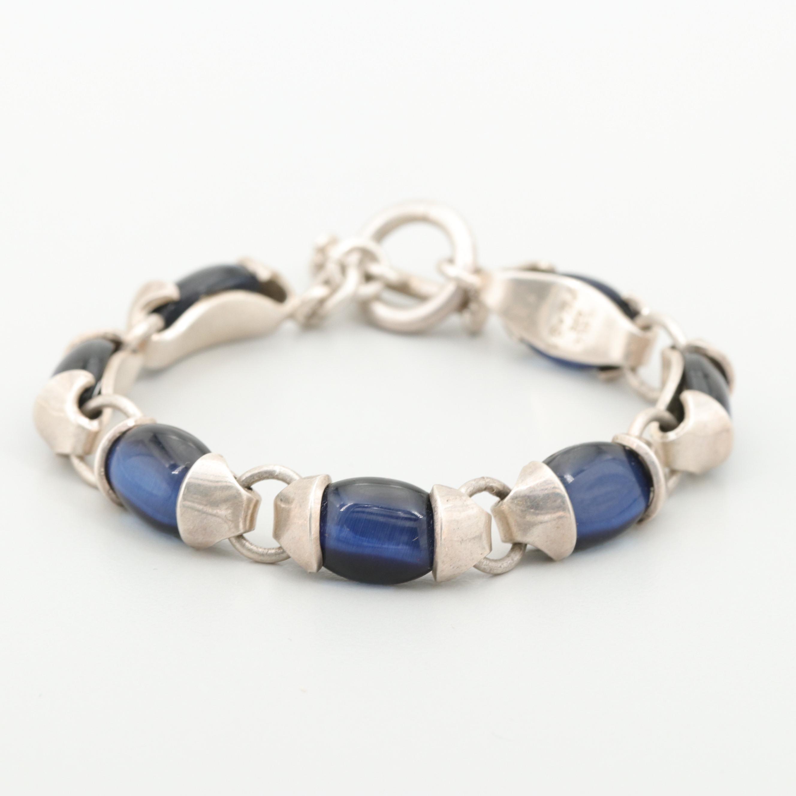 Mexican Sterling Silver Glass Bracelet