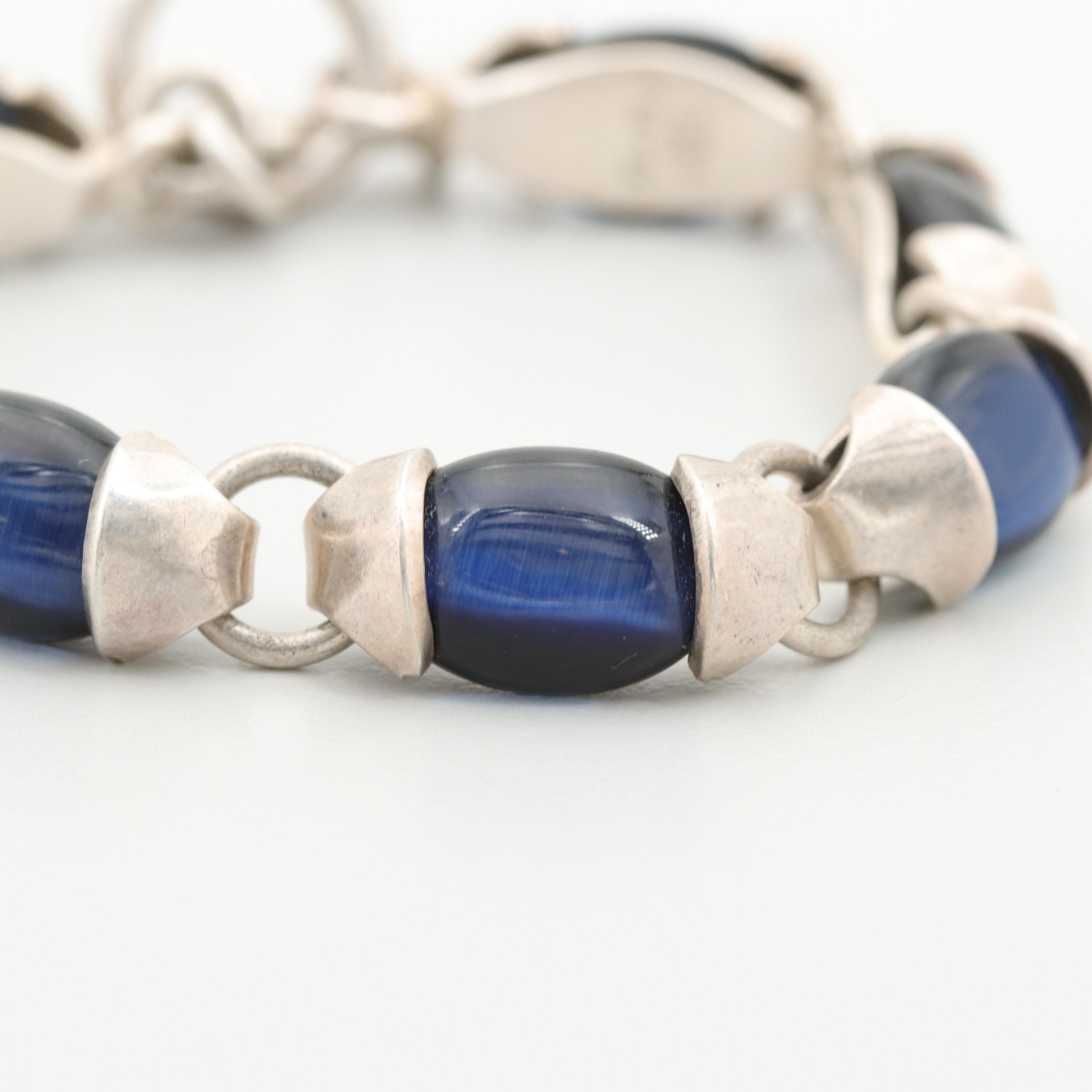 Mexican Sterling Silver Glass Bracelet