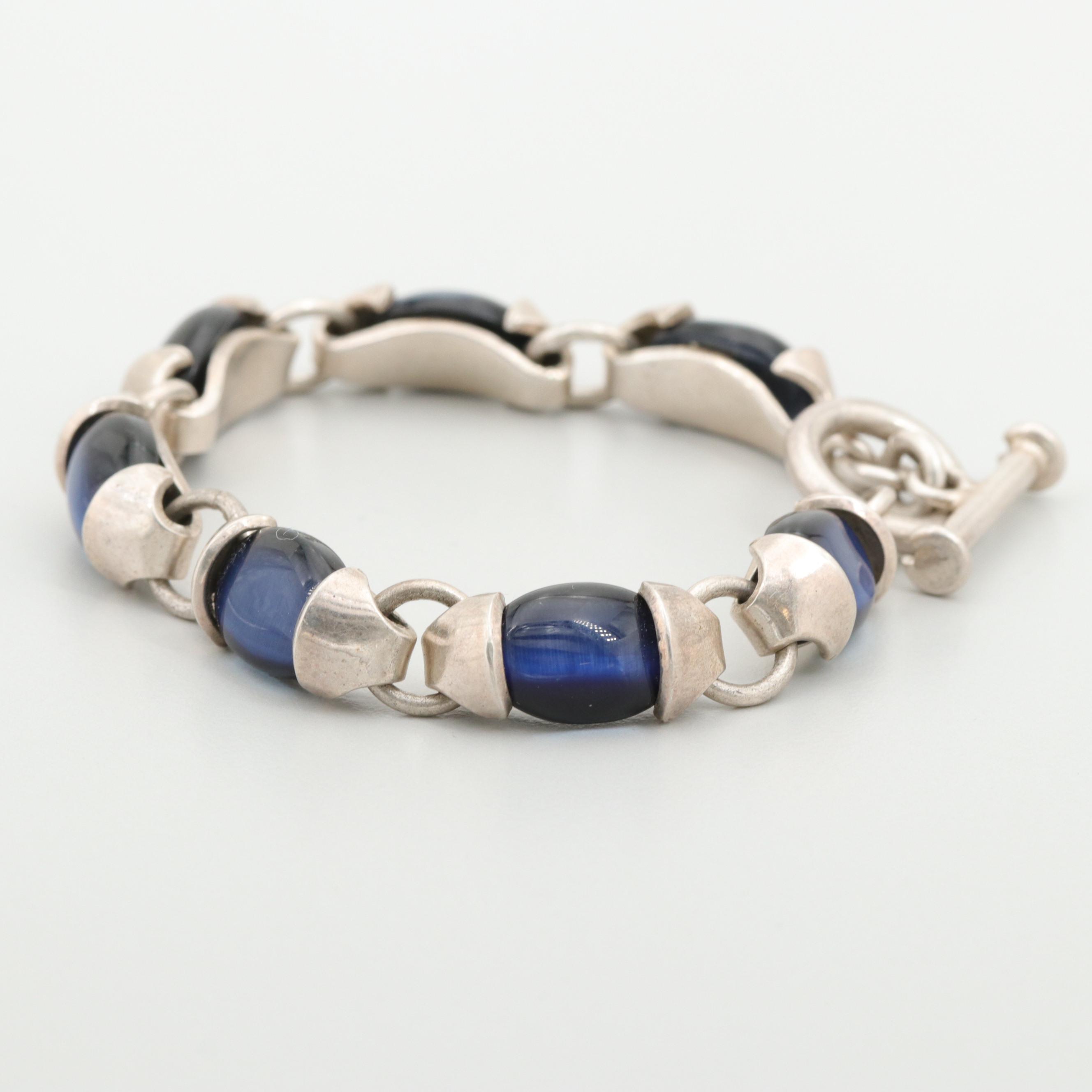 Mexican Sterling Silver Glass Bracelet