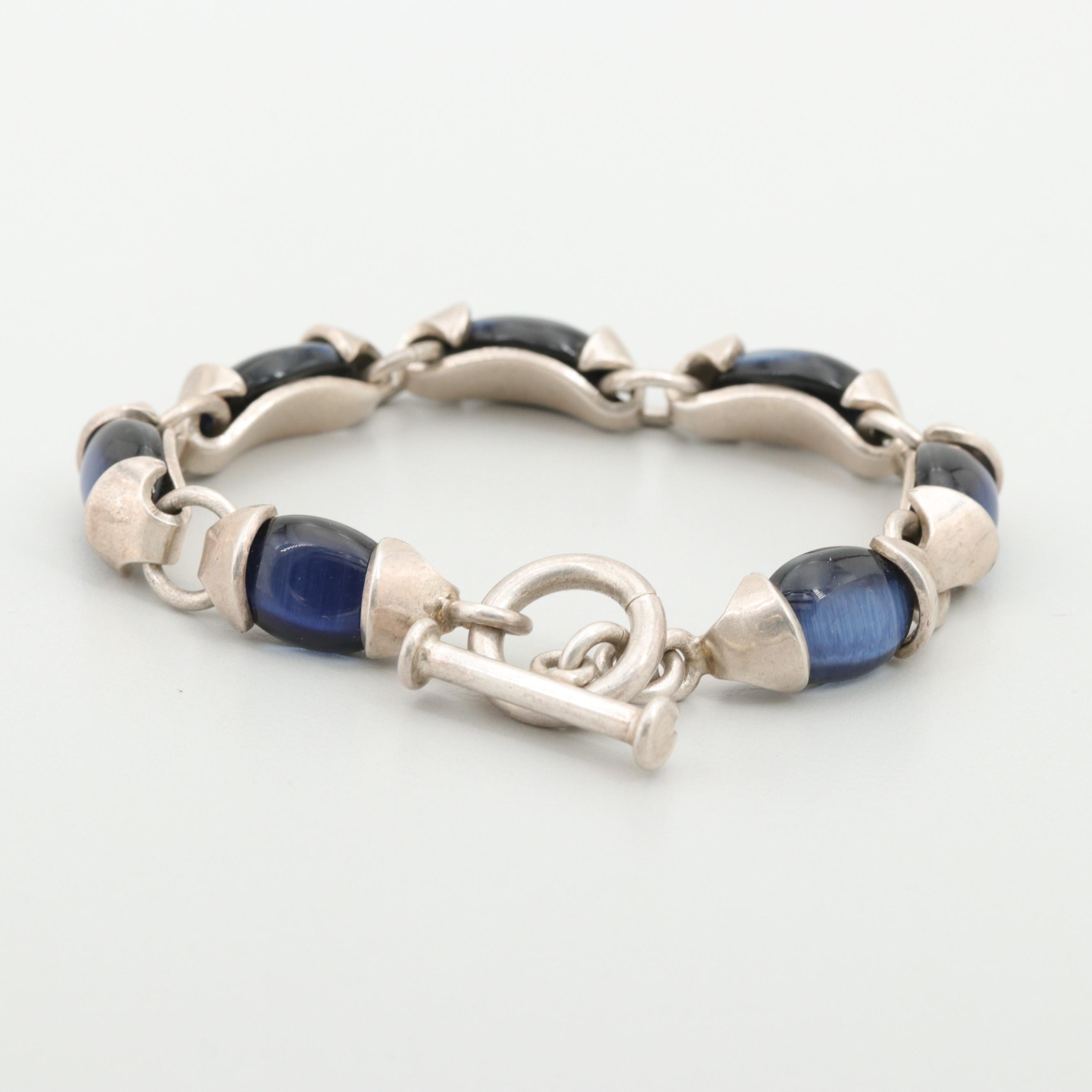 Mexican Sterling Silver Glass Bracelet