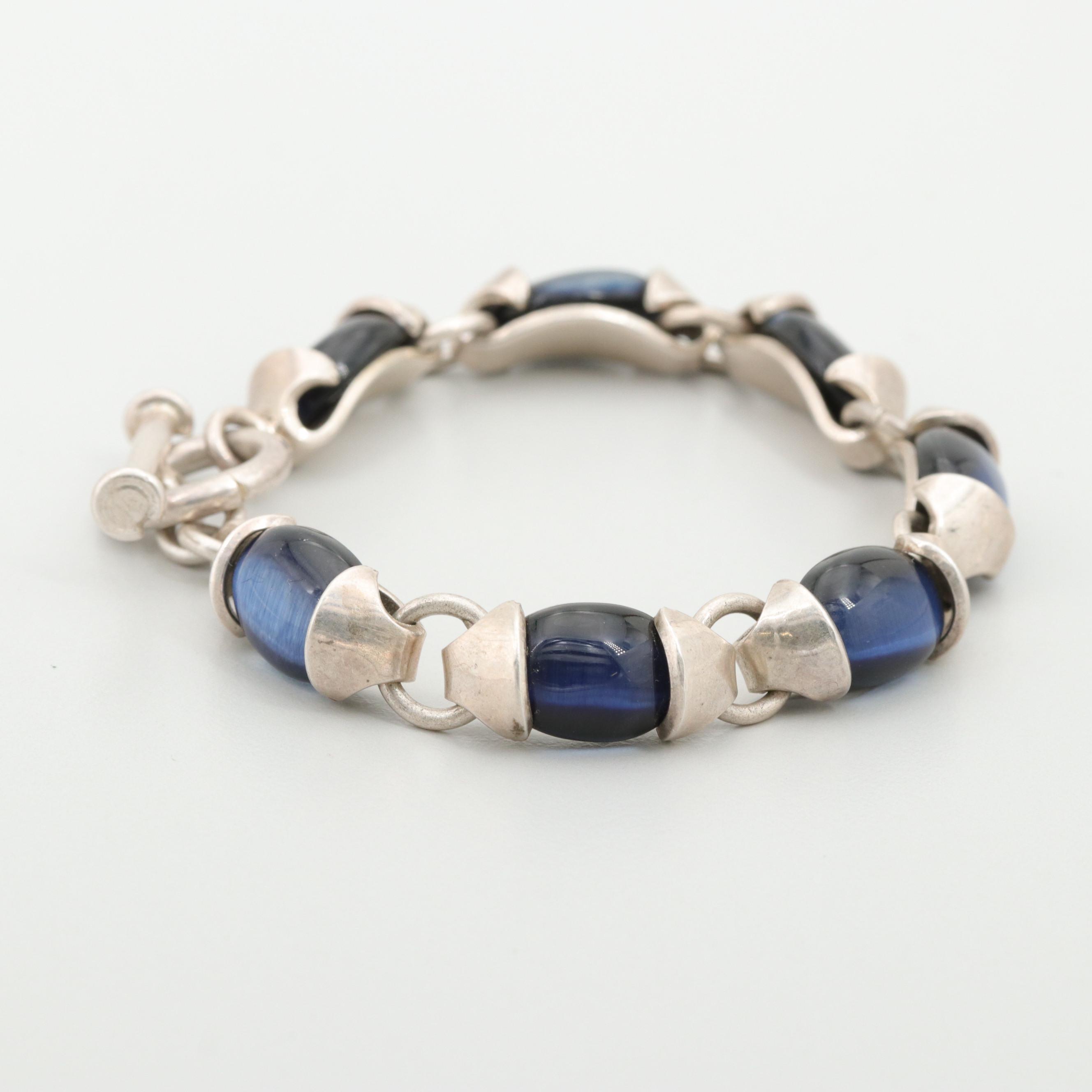 Mexican Sterling Silver Glass Bracelet