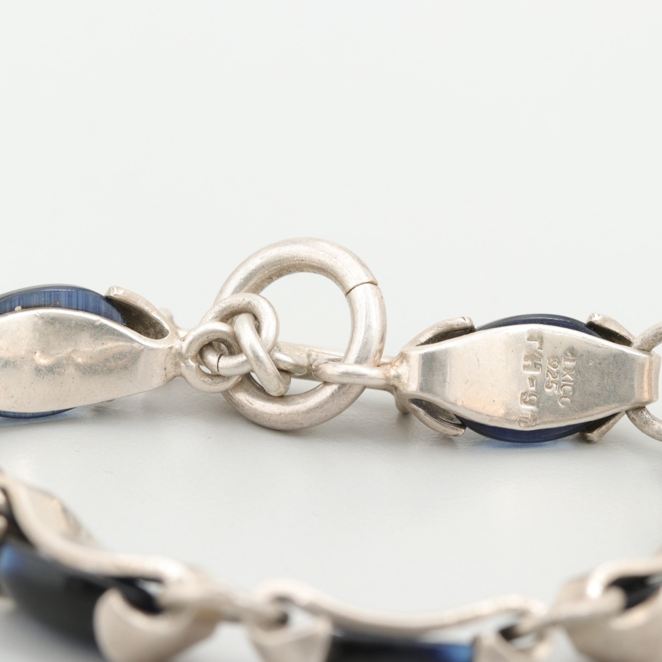 Mexican Sterling Silver Glass Bracelet