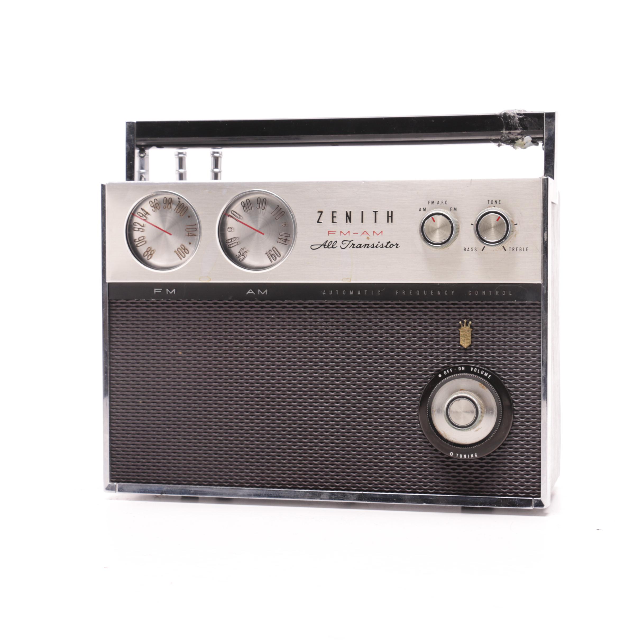 Zenith AM/FM All Transistor Radio with Automatic Frequency Control, 1960s