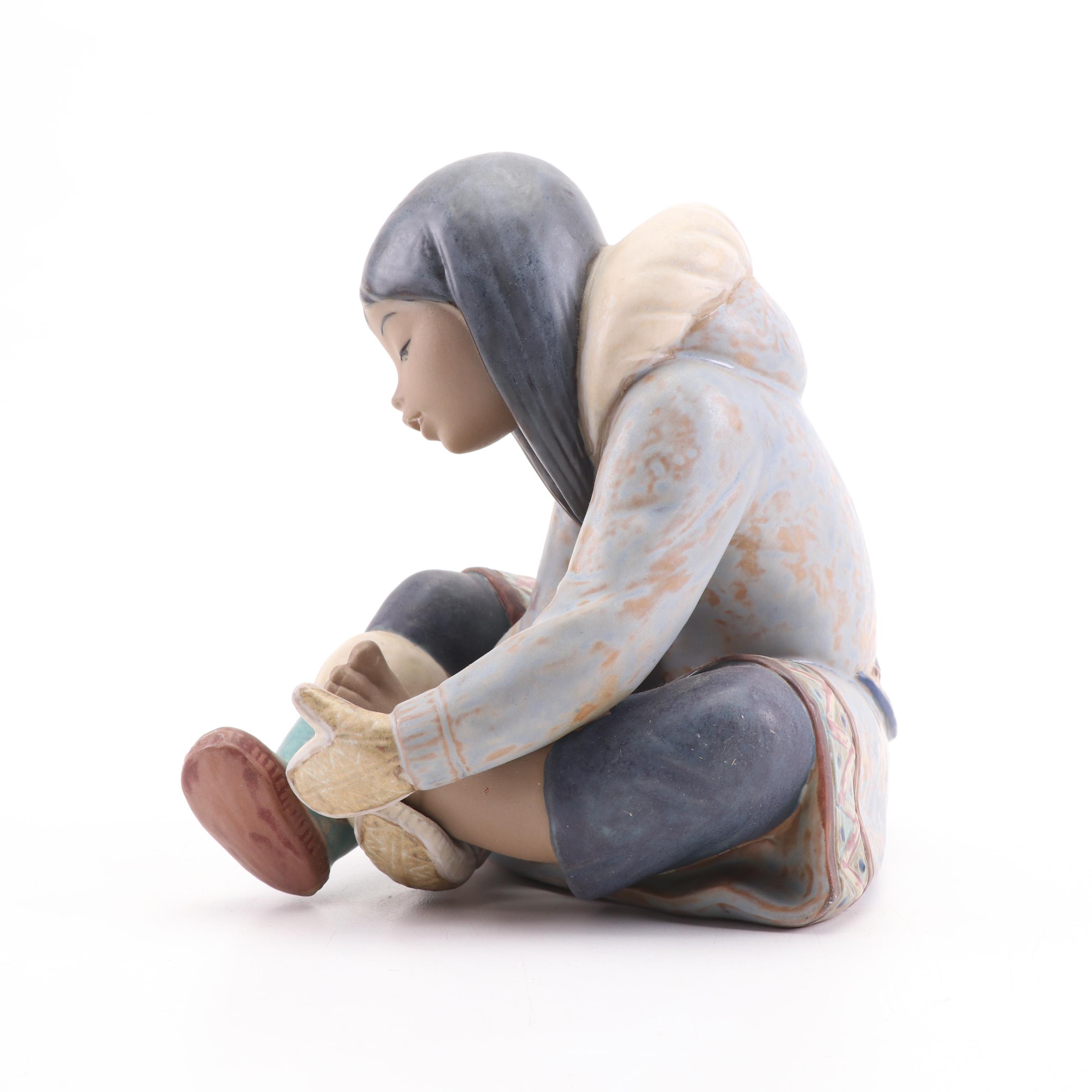 Lladró "Eskimo Girl with Cold Feet" Porcelain Figurine
