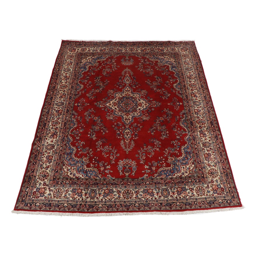 Hand-Knotted Persian Kashan Wool Rug