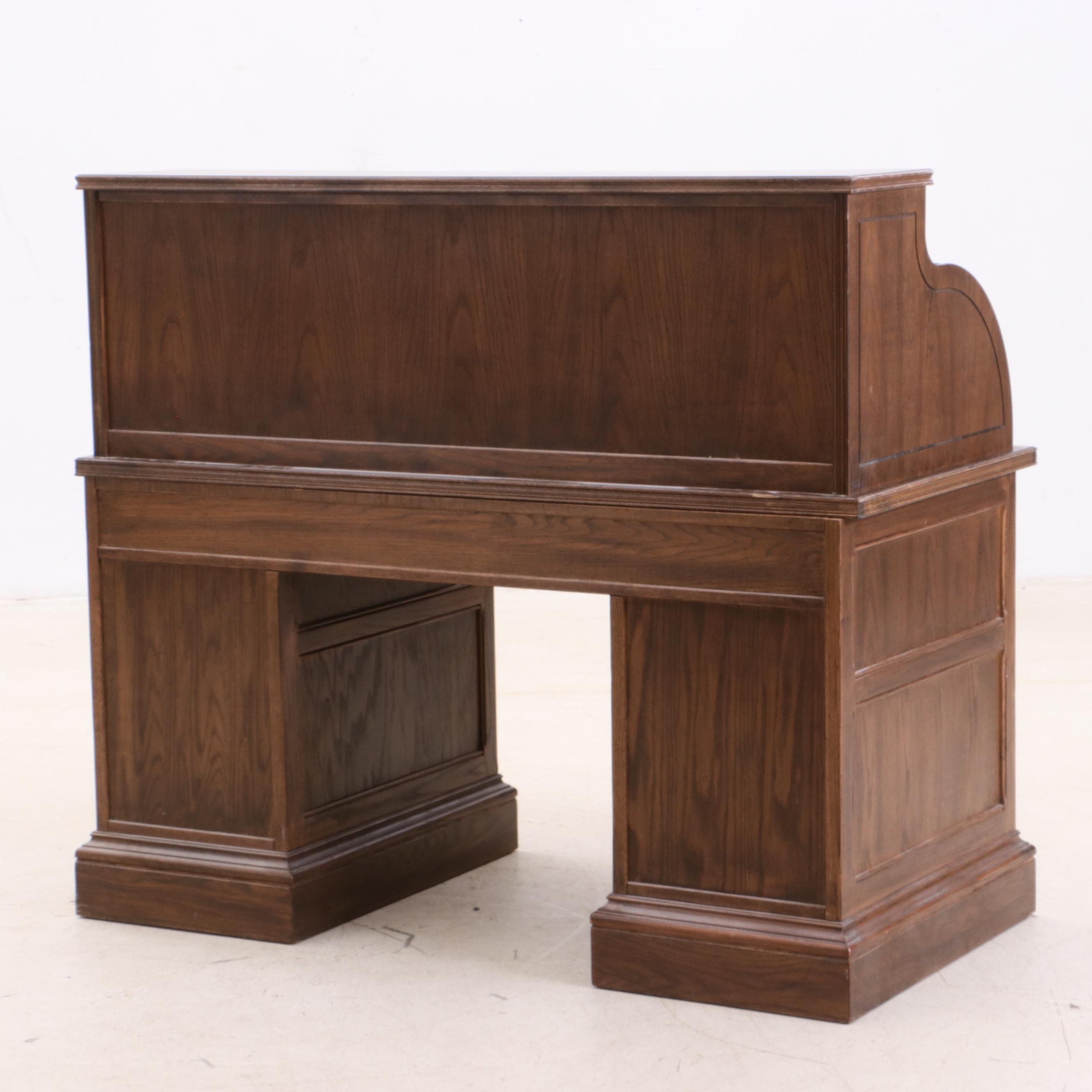 Ethan Allen Oak Roll-Top Desk, Late 20th Century