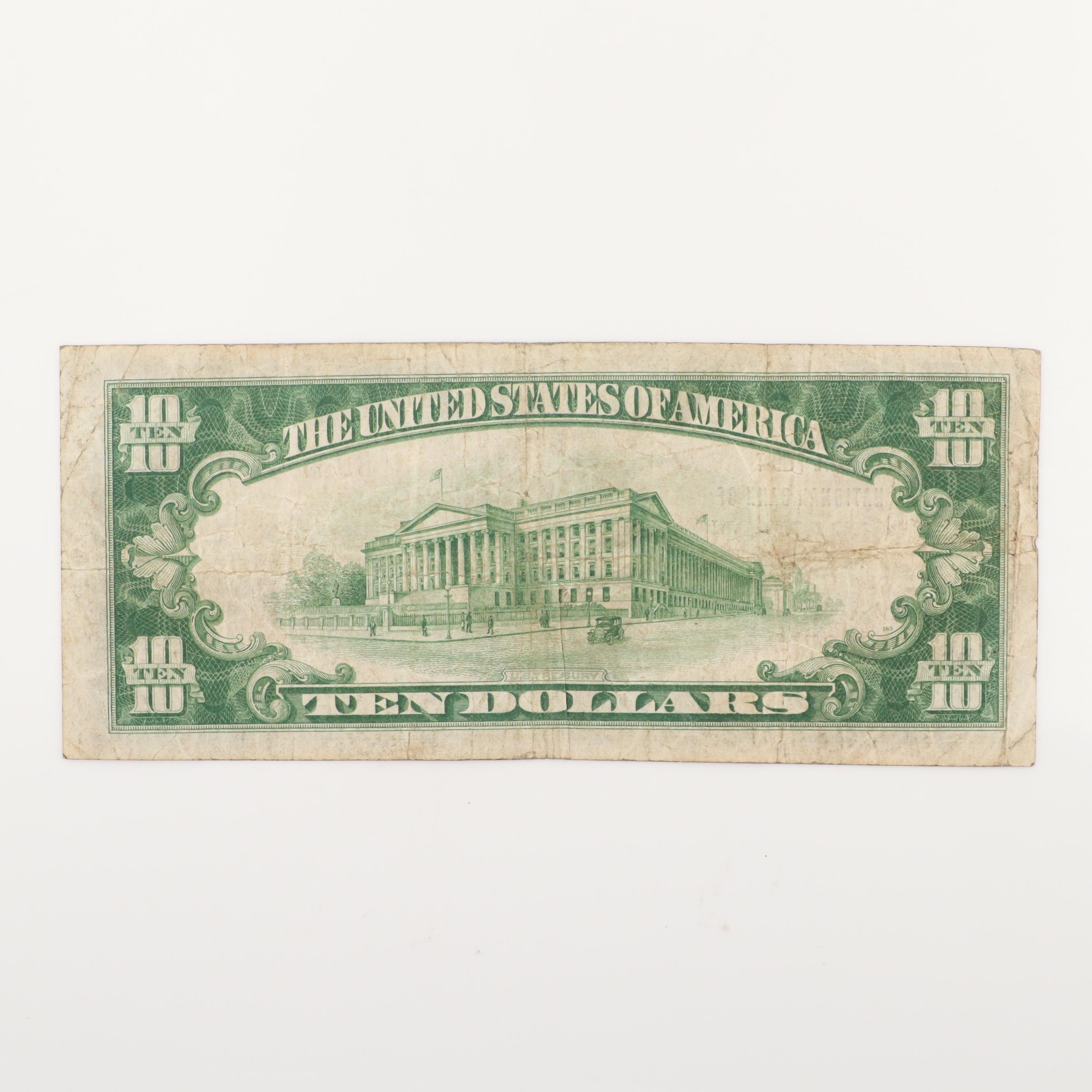Series of 1929 $10 Federal Reserve National Currency Note, Scranton