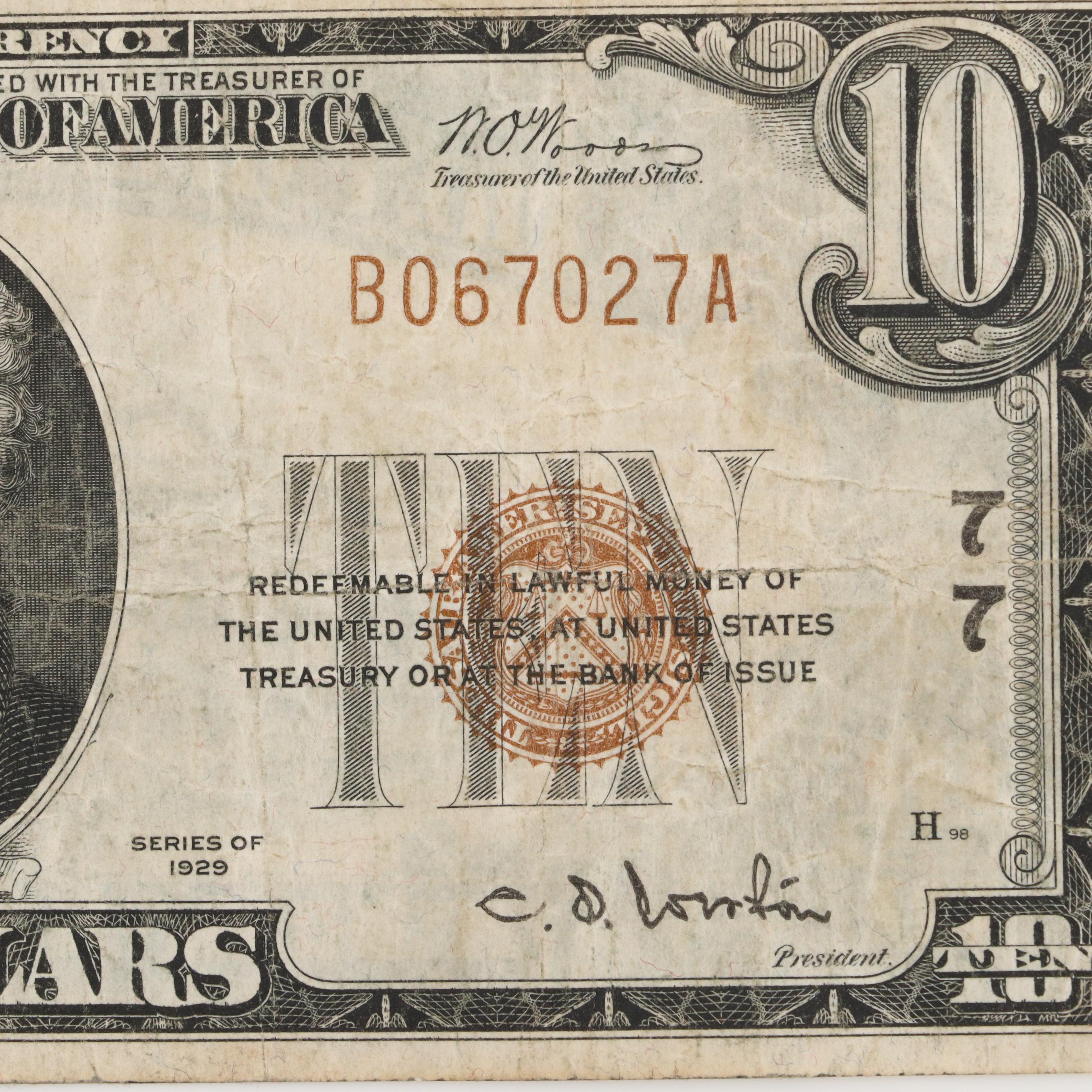 Series of 1929 $10 Federal Reserve National Currency Note, Scranton