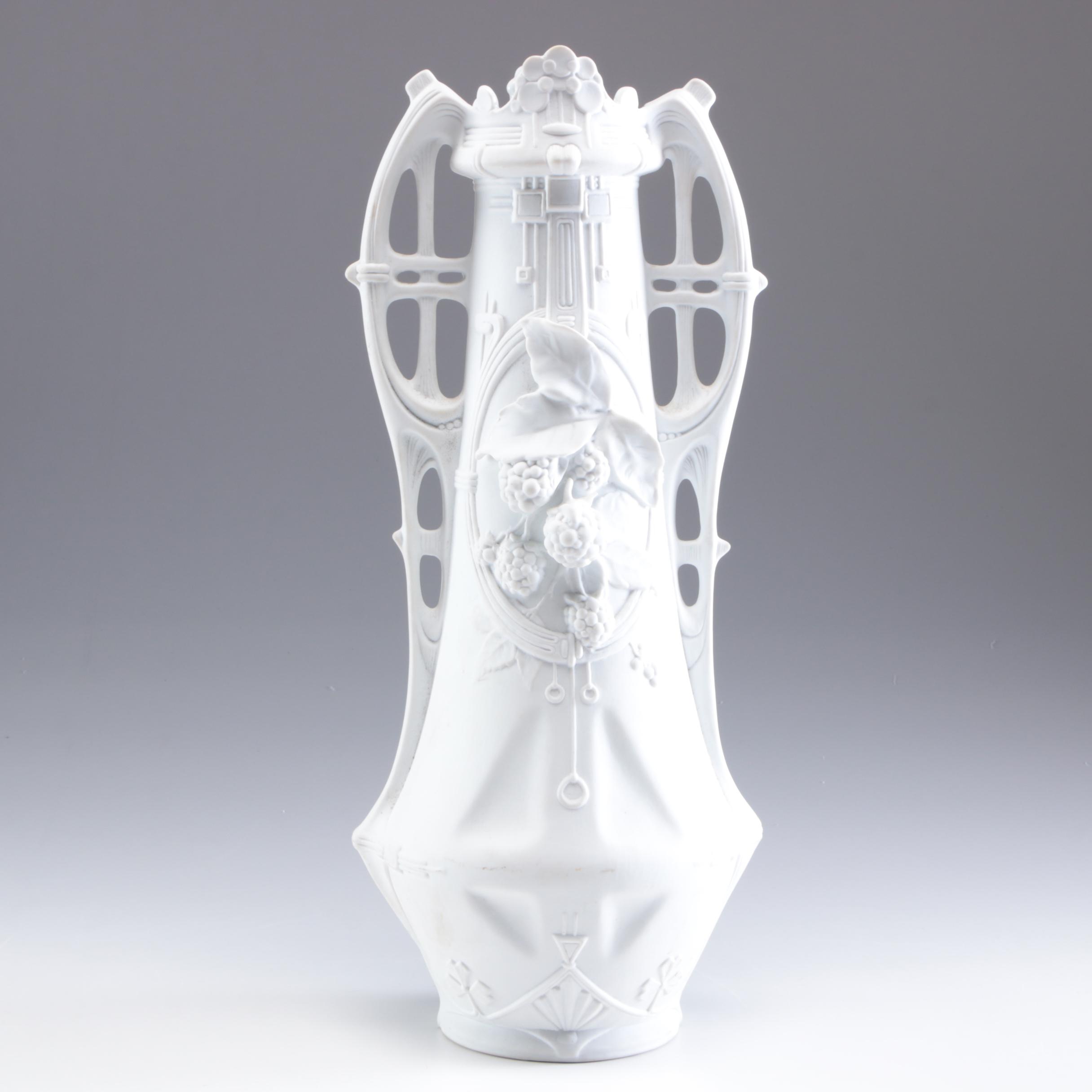 Royal Bohemian Art Nouveau Bisque Porcelain Vase, Mid to Late 20th Century