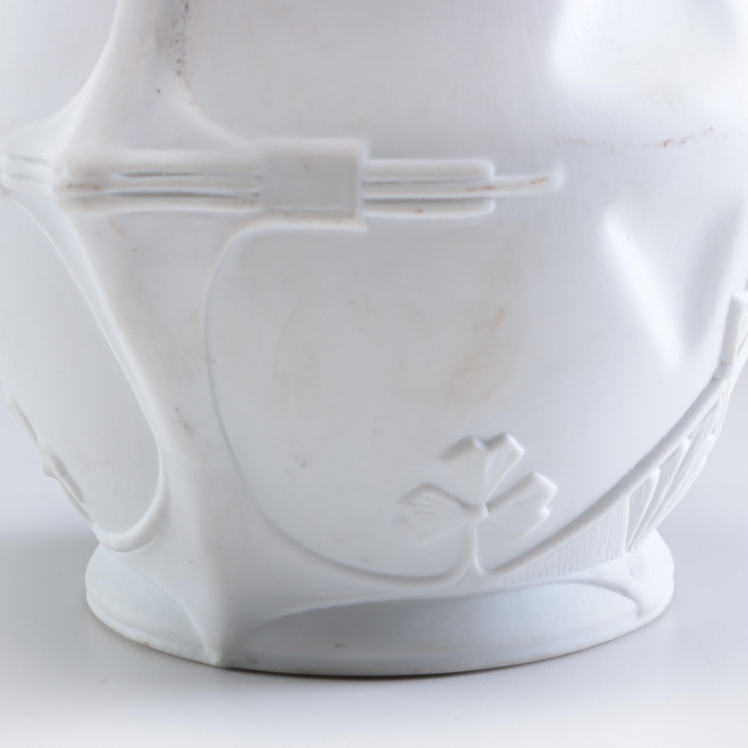 Royal Bohemian Art Nouveau Bisque Porcelain Vase, Mid to Late 20th Century