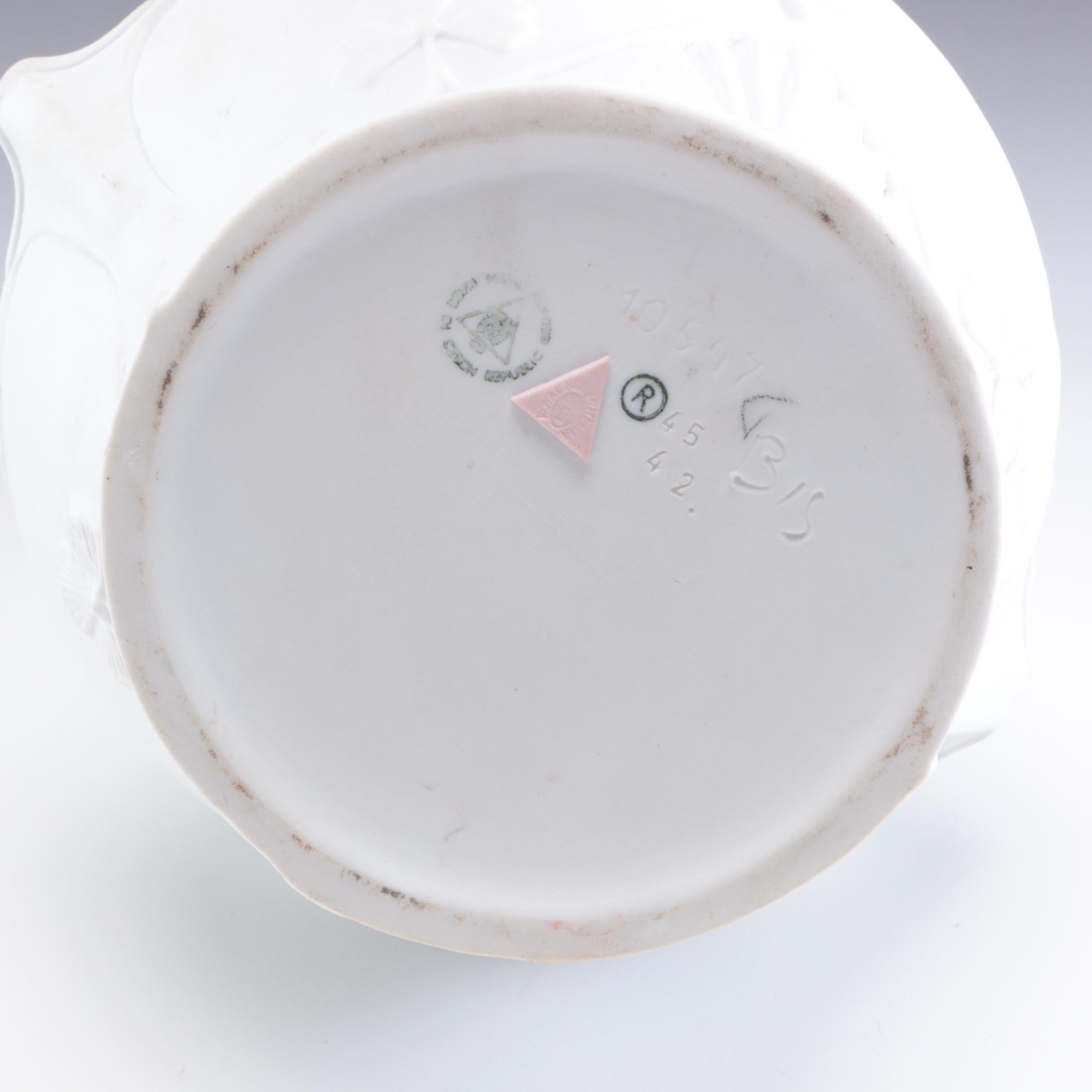 Royal Bohemian Art Nouveau Bisque Porcelain Vase, Mid to Late 20th Century