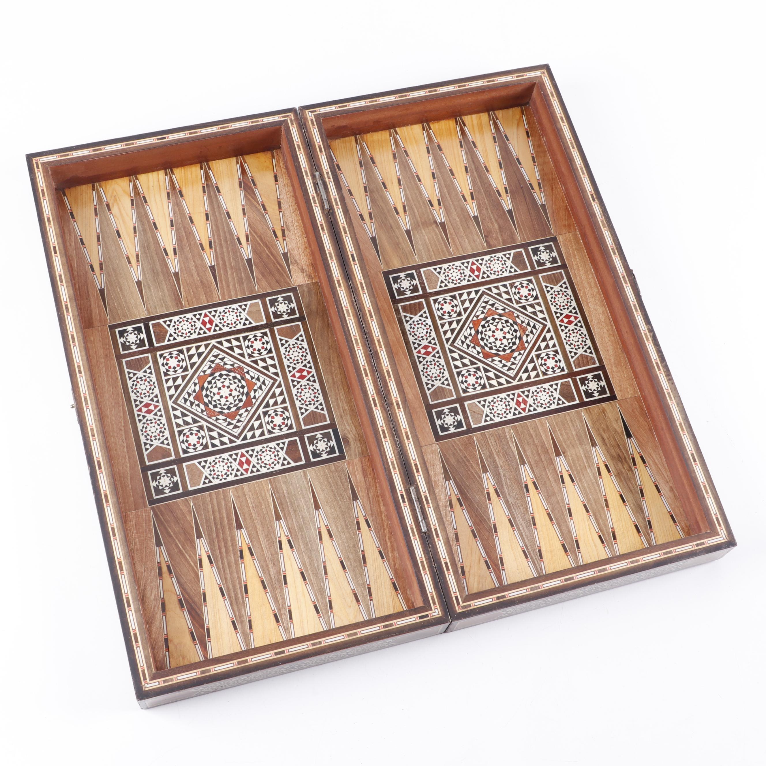 MIddle Eastern Mother of Pearl Inlay Backgammon Game Box