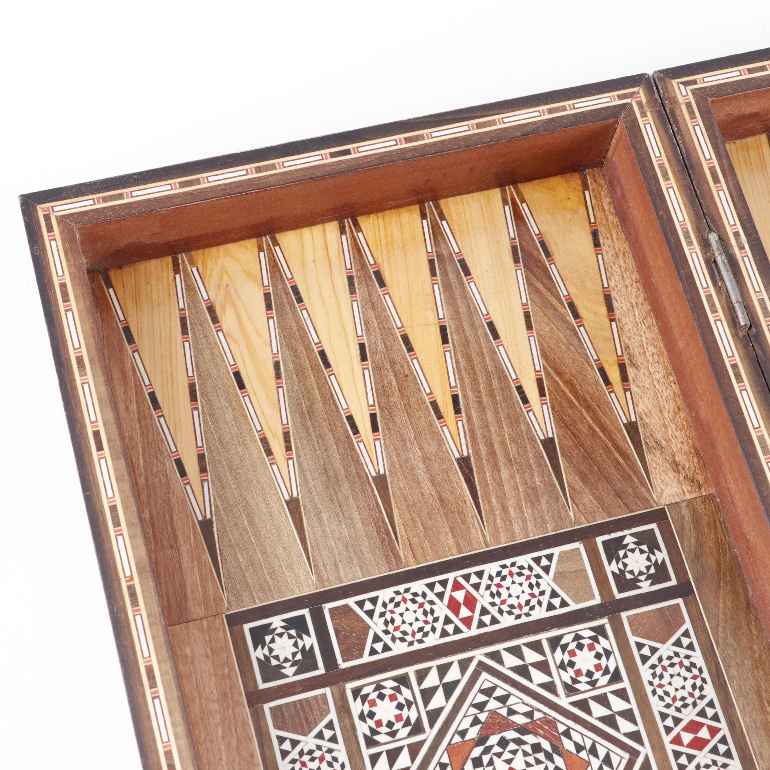 MIddle Eastern Mother of Pearl Inlay Backgammon Game Box