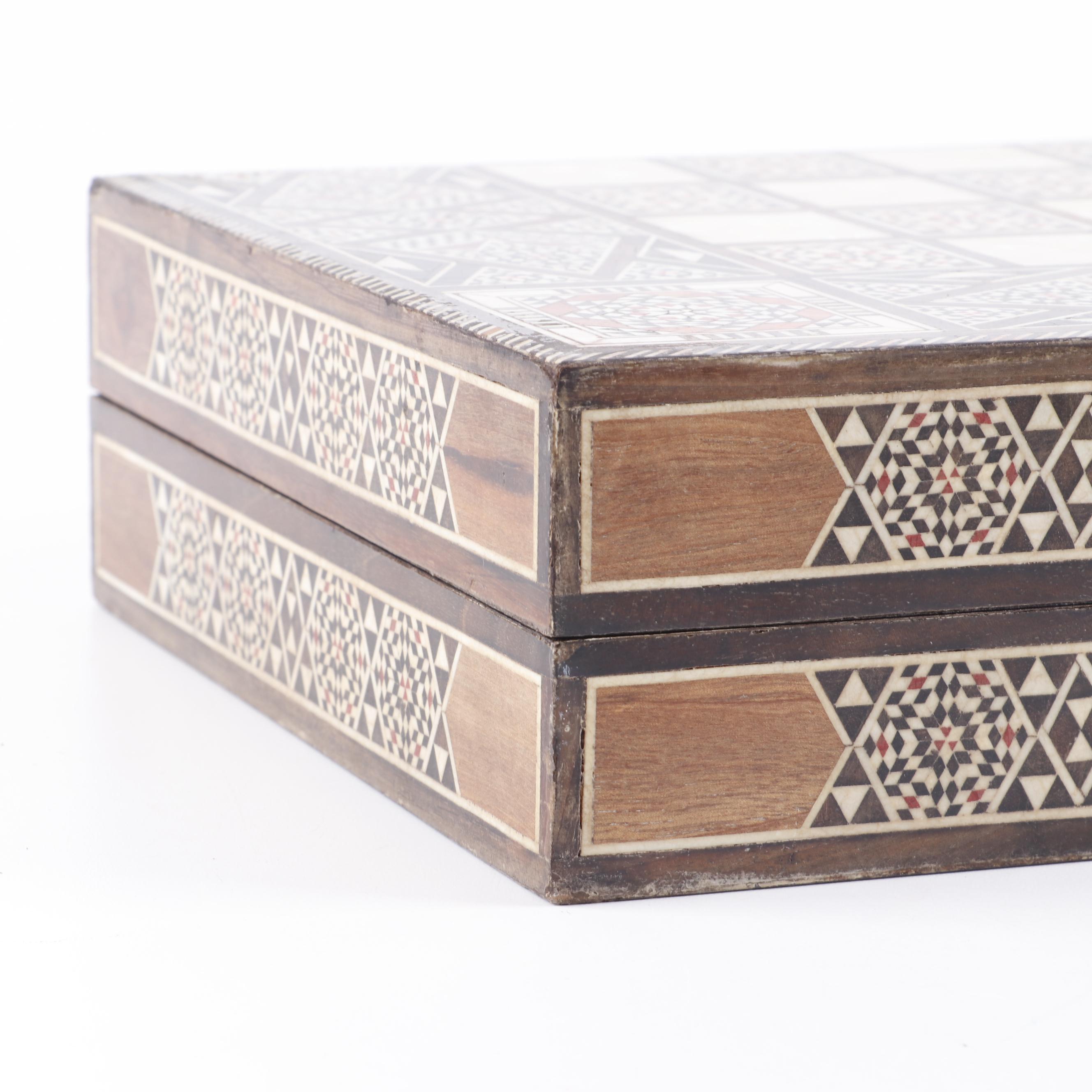 MIddle Eastern Mother of Pearl Inlay Backgammon Game Box
