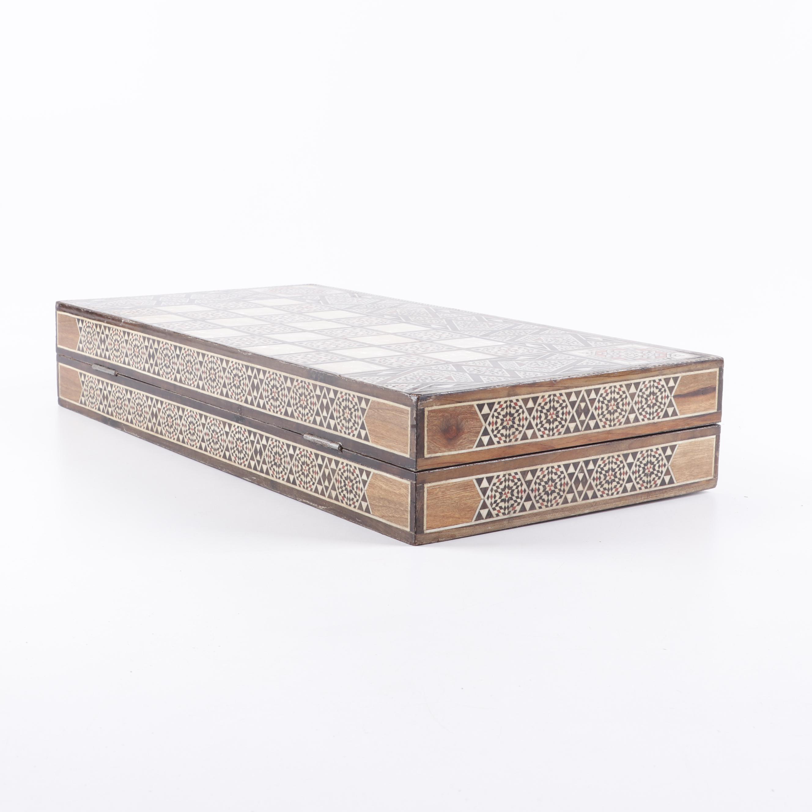 MIddle Eastern Mother of Pearl Inlay Backgammon Game Box