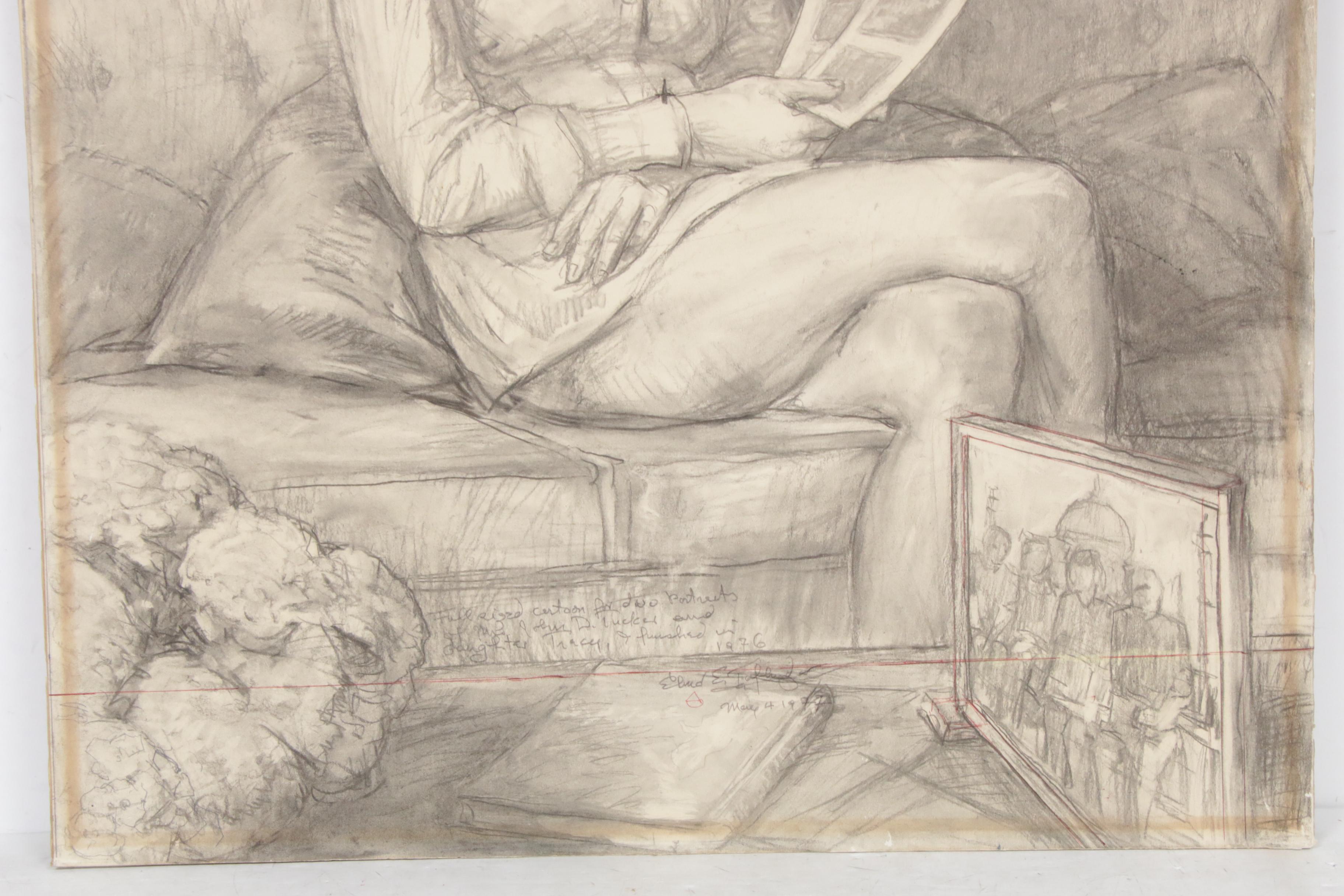 Elmer Taflinger Oil Painting and Graphite Study "Tracy"