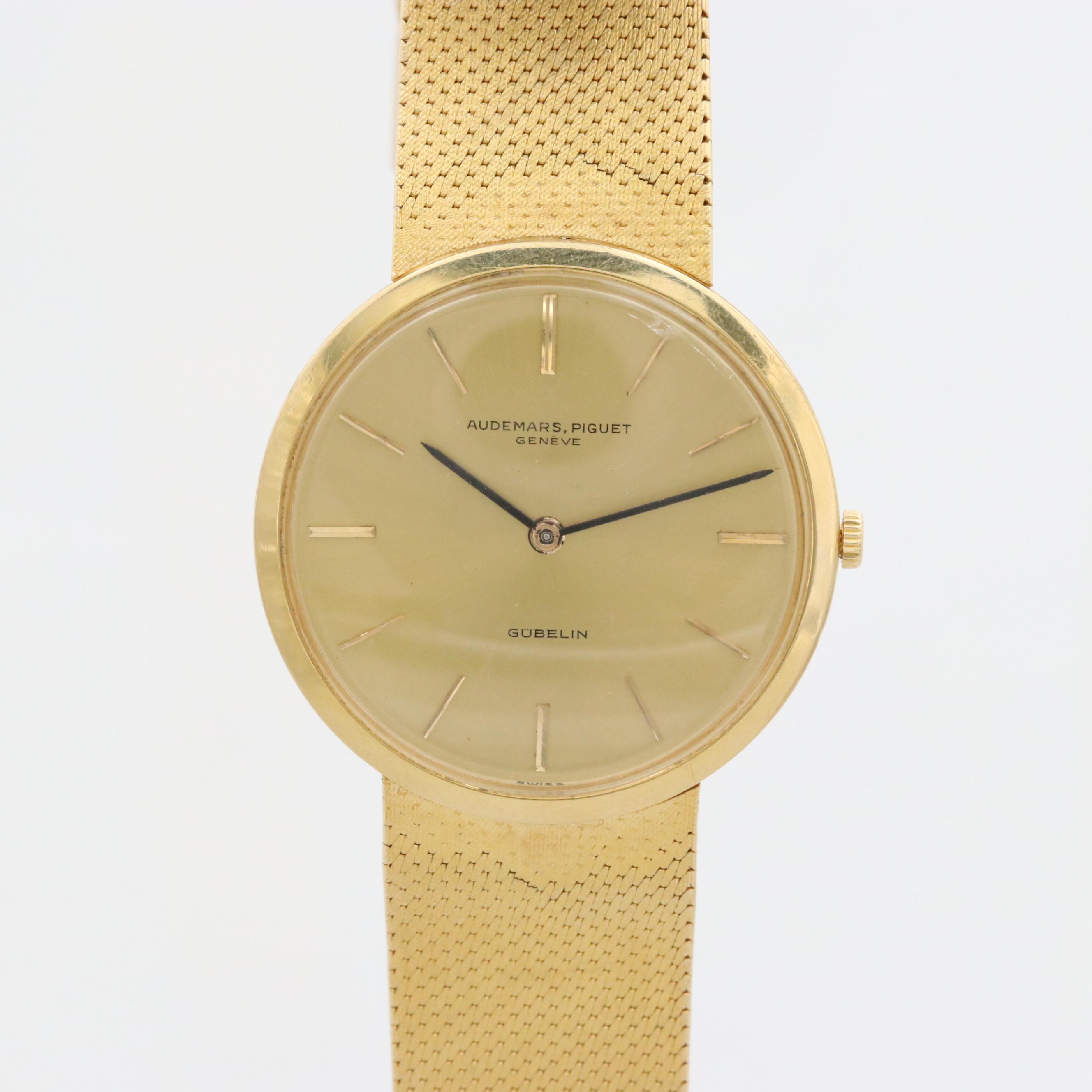 Circa 1960 Audemars Piguet Ultra-Thin 18K Gold With Gubelin Cosigned Dial