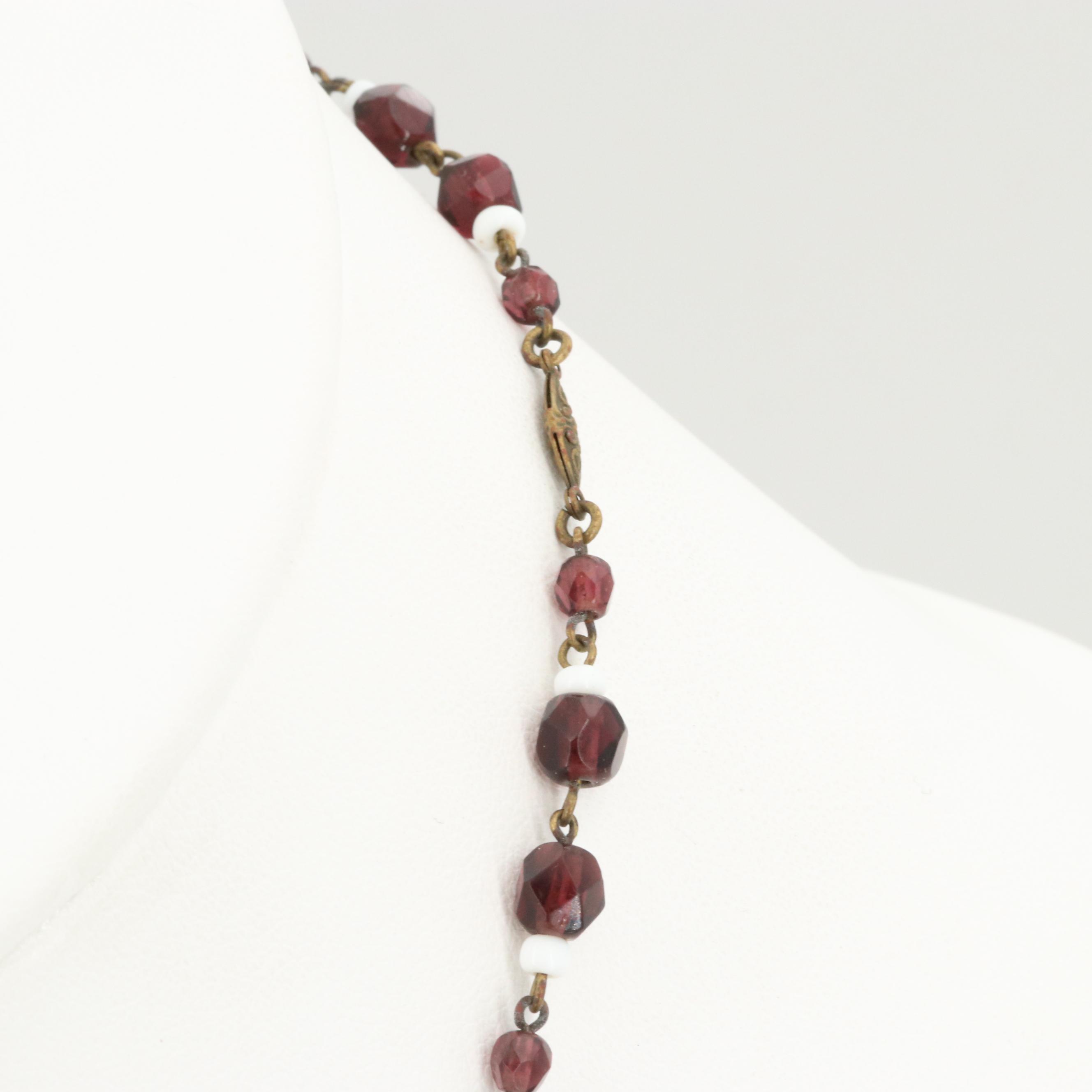 Circa 1930s Rhinestone Drop Pendant Necklace