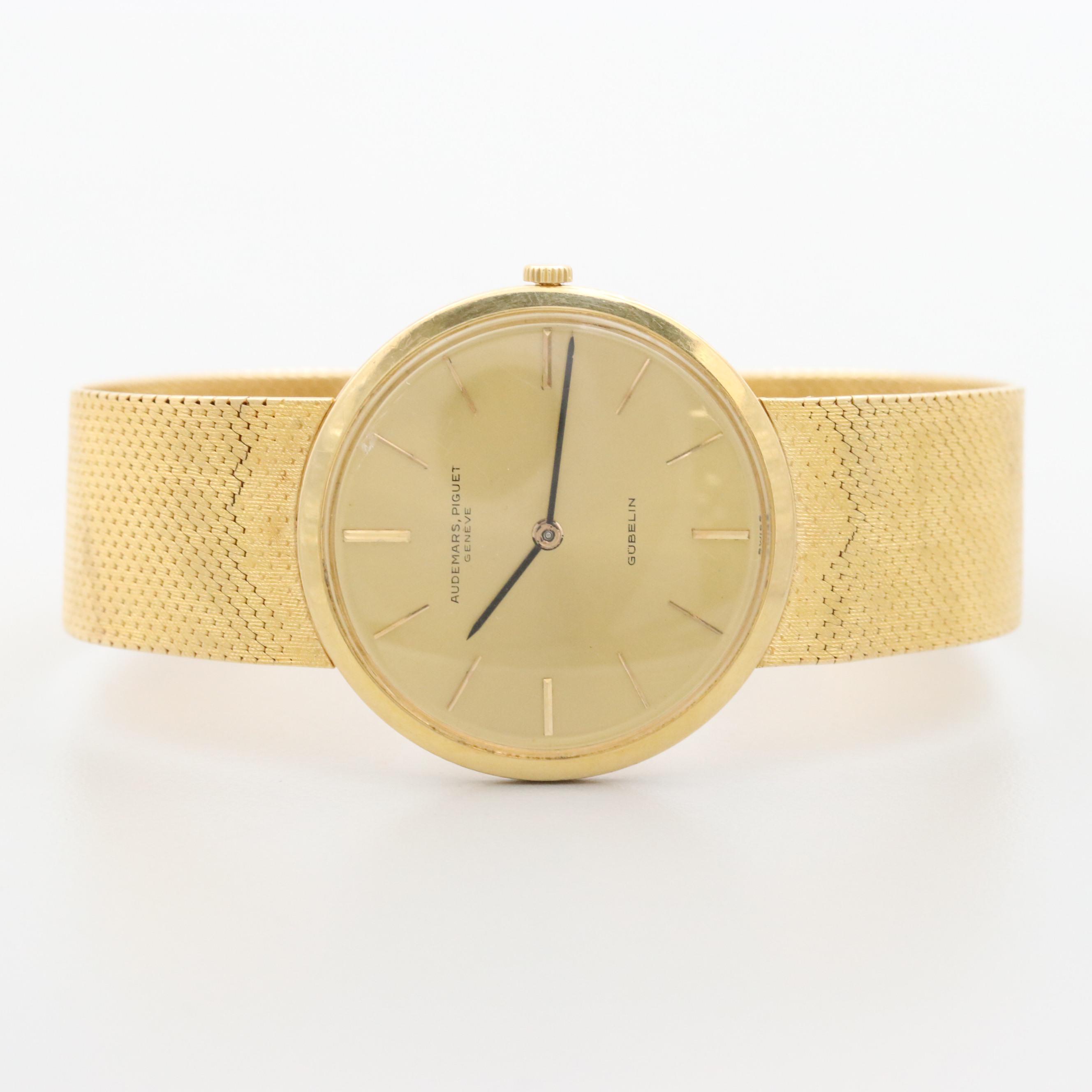 Circa 1960 Audemars Piguet Ultra-Thin 18K Gold With Gubelin Cosigned Dial