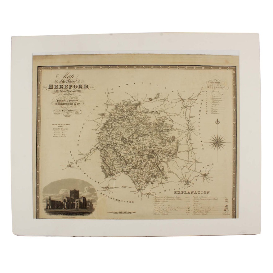 J & C Walker Engraving after C & J Greenwood "Map of the County of Hereford..."