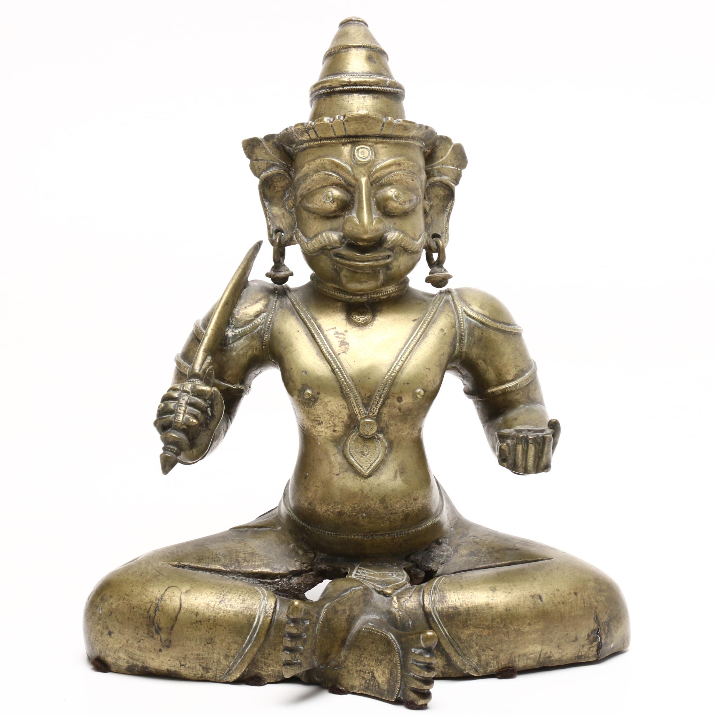 Indian Base Metal Sculptureof Seated Shiva, Early 20th Century