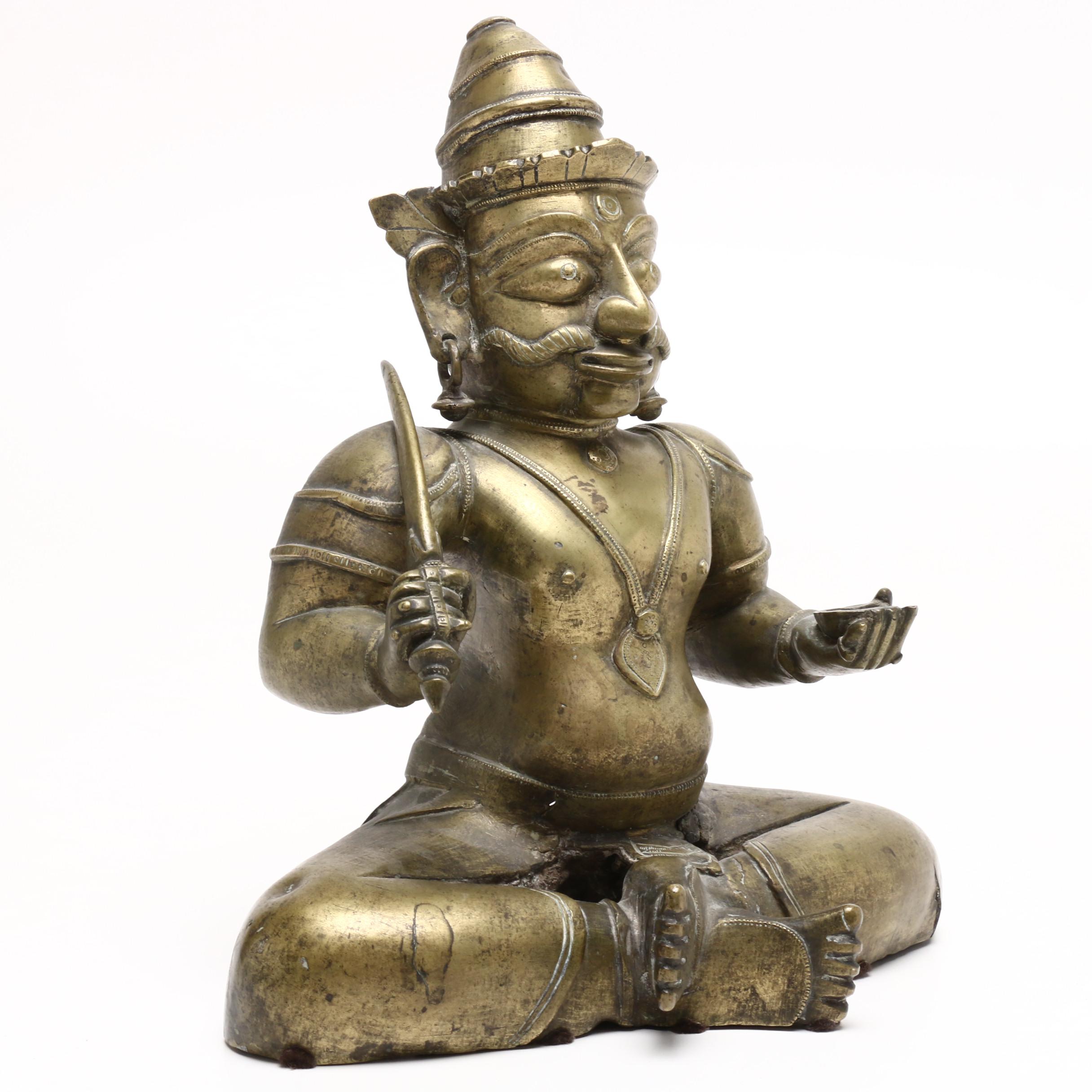Indian Base Metal Sculptureof Seated Shiva, Early 20th Century