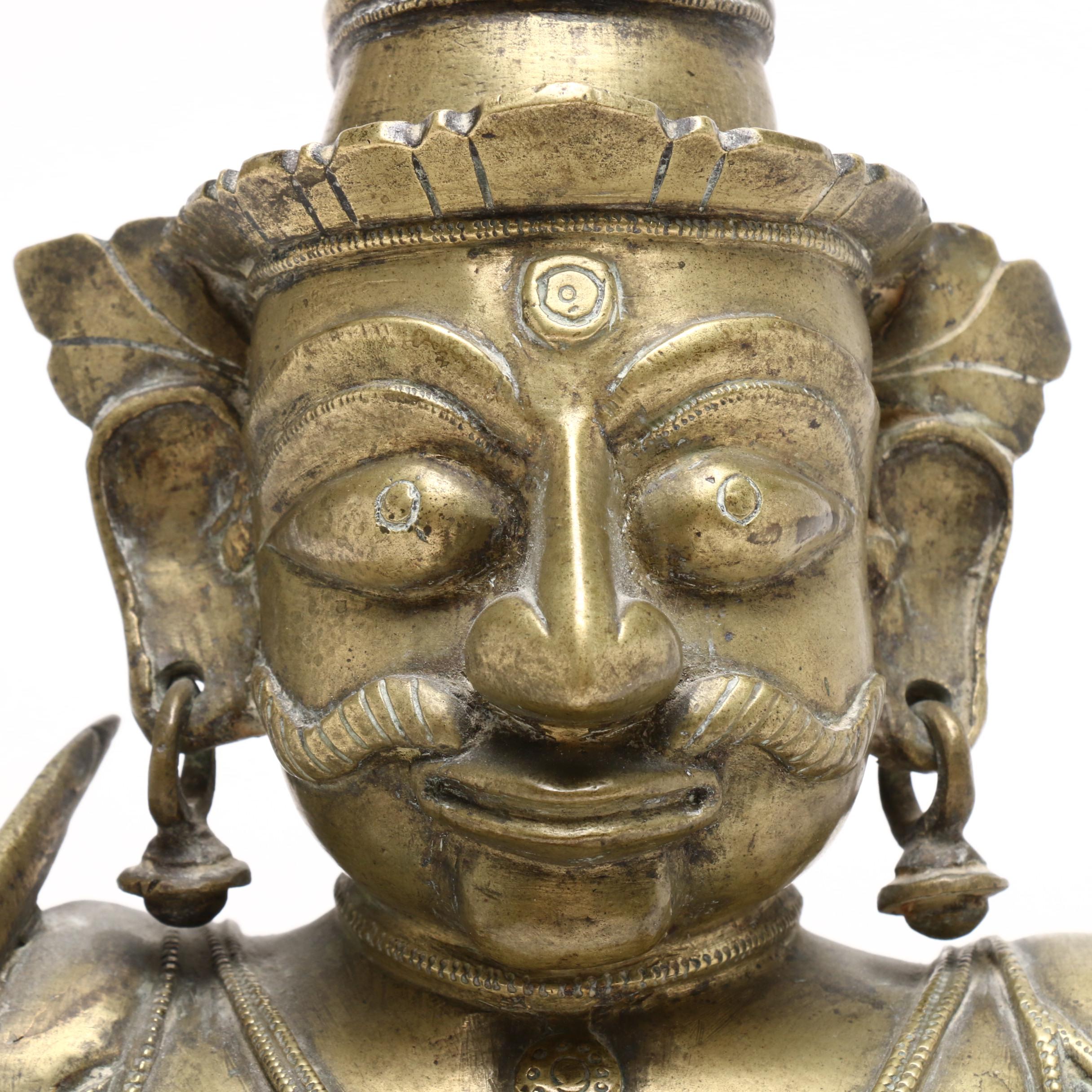 Indian Base Metal Sculptureof Seated Shiva, Early 20th Century