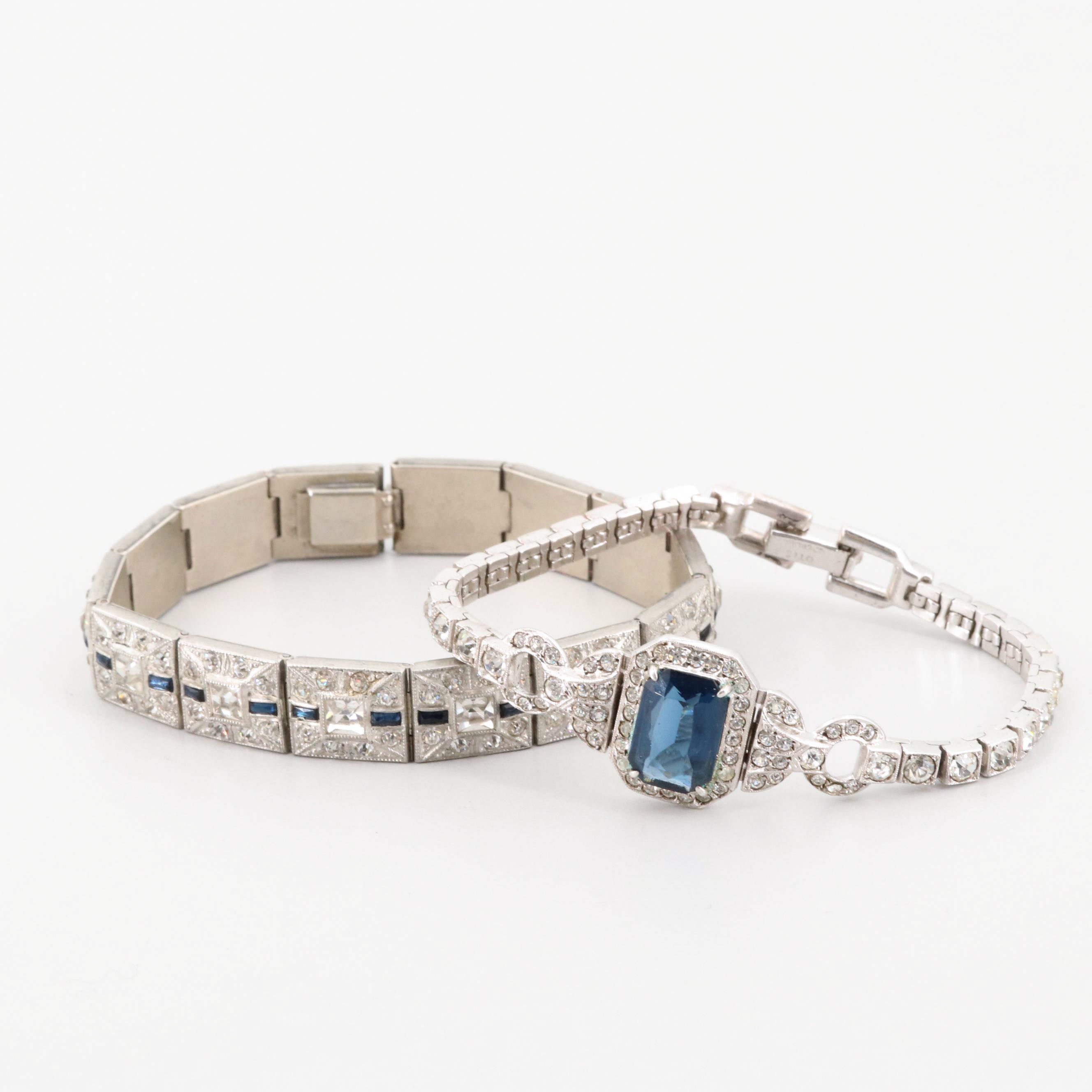 Circa 1940s Otis Sterling Bracelet and Vintage Silver Tone Bracelet