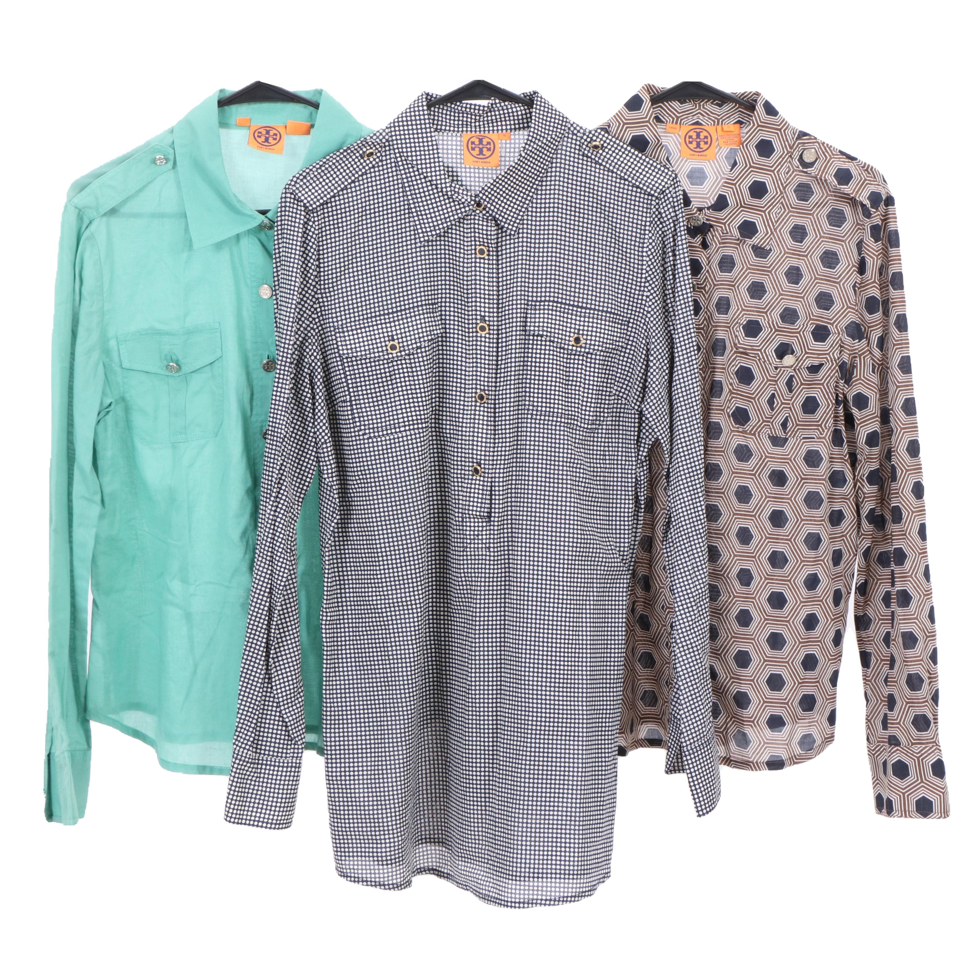 Tory Burch Cotton Long Sleeve Button-Front Shirts
