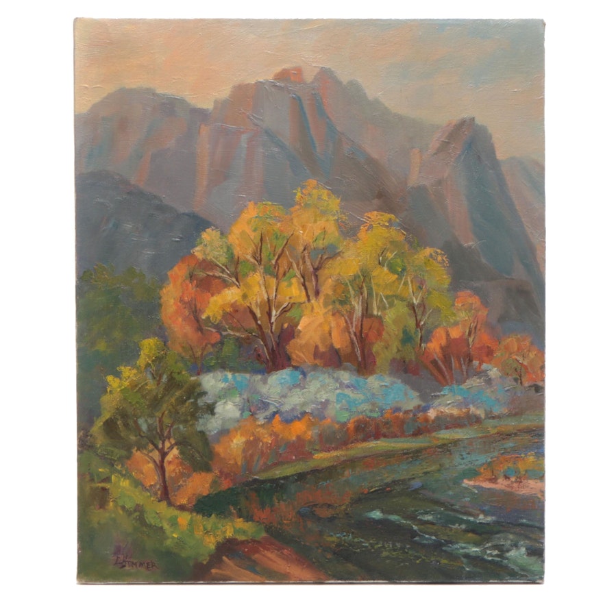 Judge Edward J. Hummer Vast Landscape Oil Painting