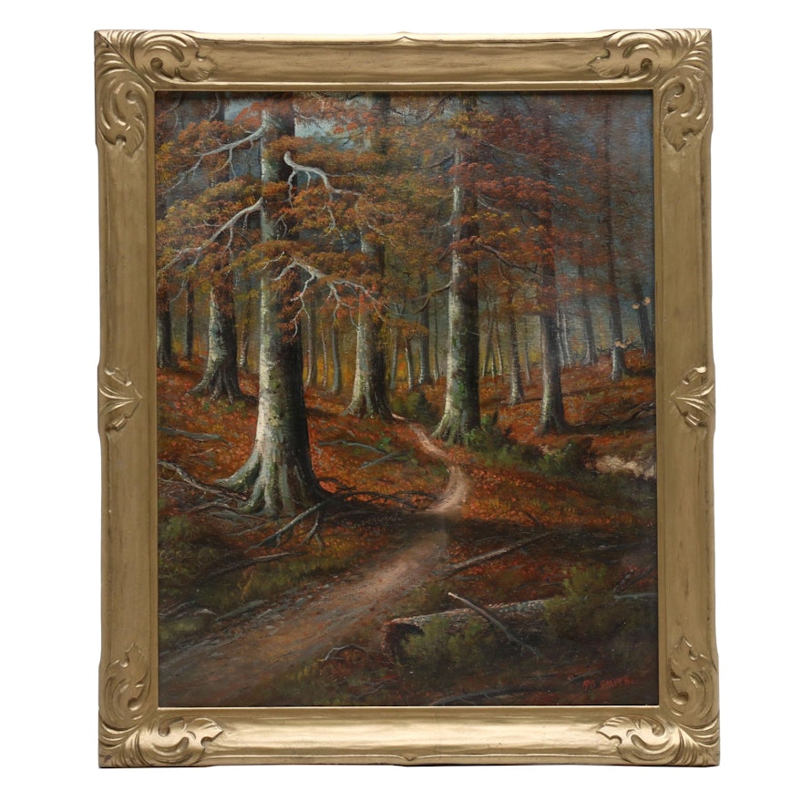 R.O. Smith Oil Painting of Forested Landscape