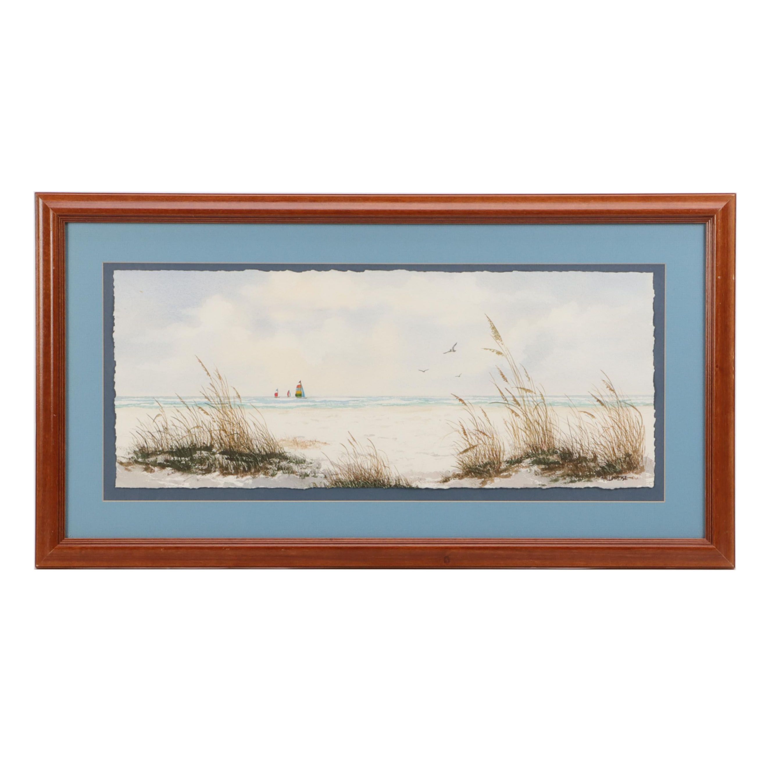 Willoweise Langham Landscape Watercolor Painting of Coastal Scene