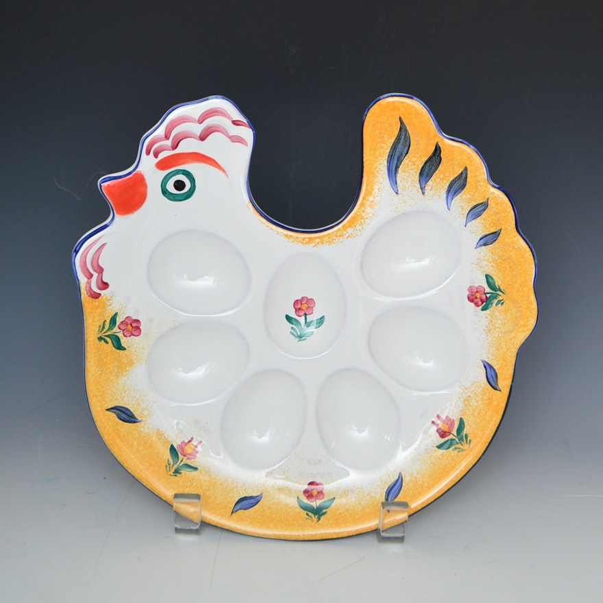 Herend Hungary "Village Pottery" Hand Painted Porcelain Egg Server