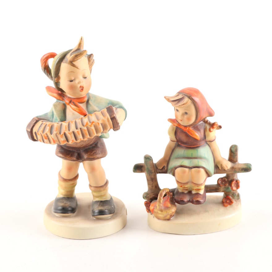 Hummel Porcelain Figurines "Accordian Boy" and "Just Resting"