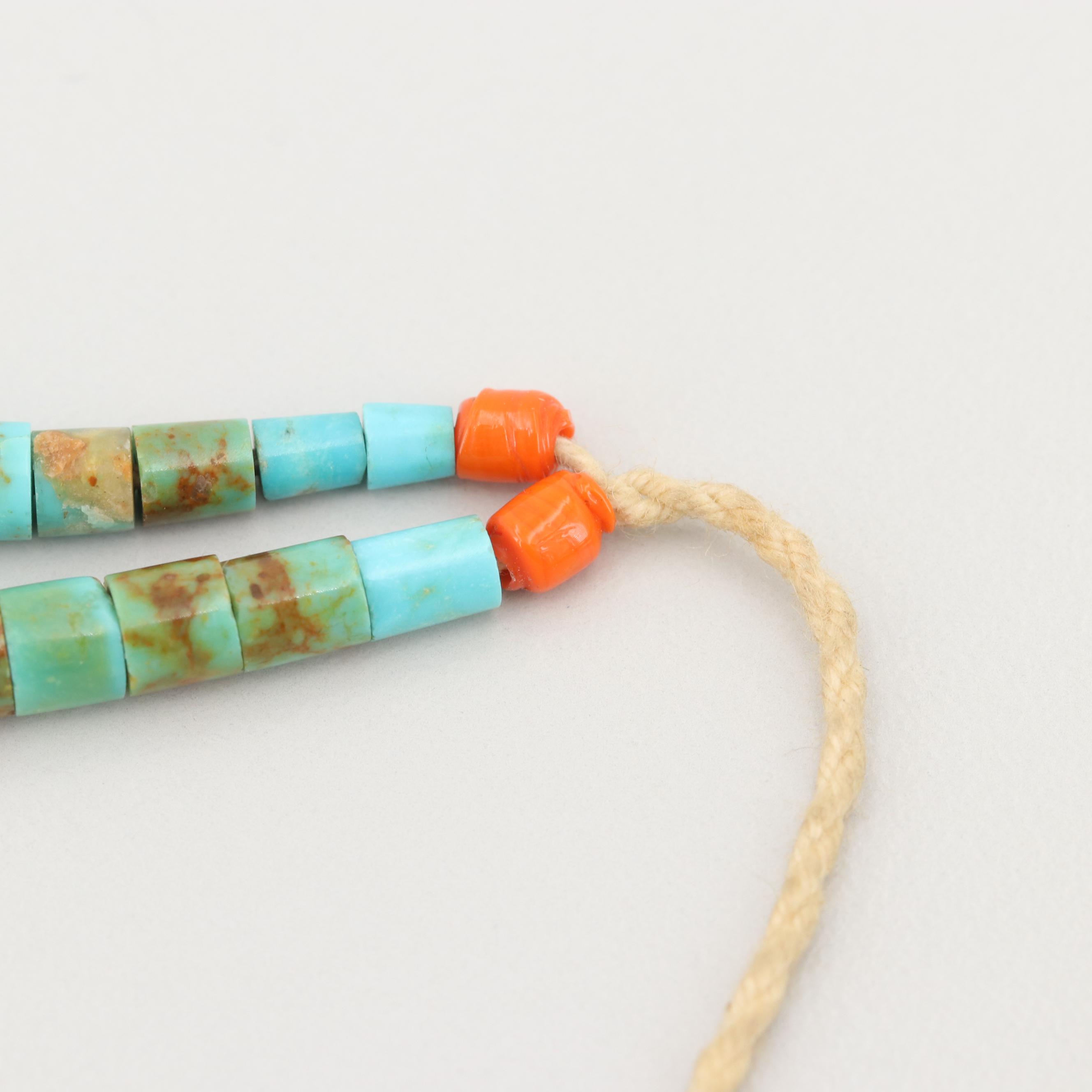 Turquoise and Glass Heishi Style Bead Double Strand Necklace