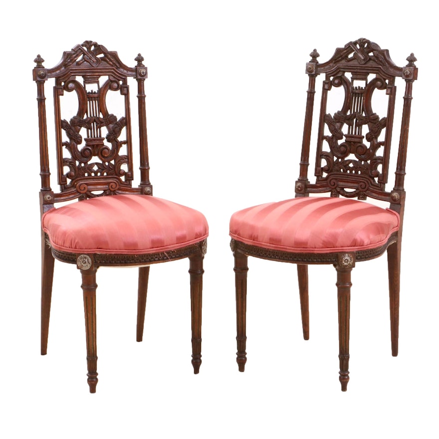 Louis XVI Style Walnut Dining Chairs, Early 20th Century