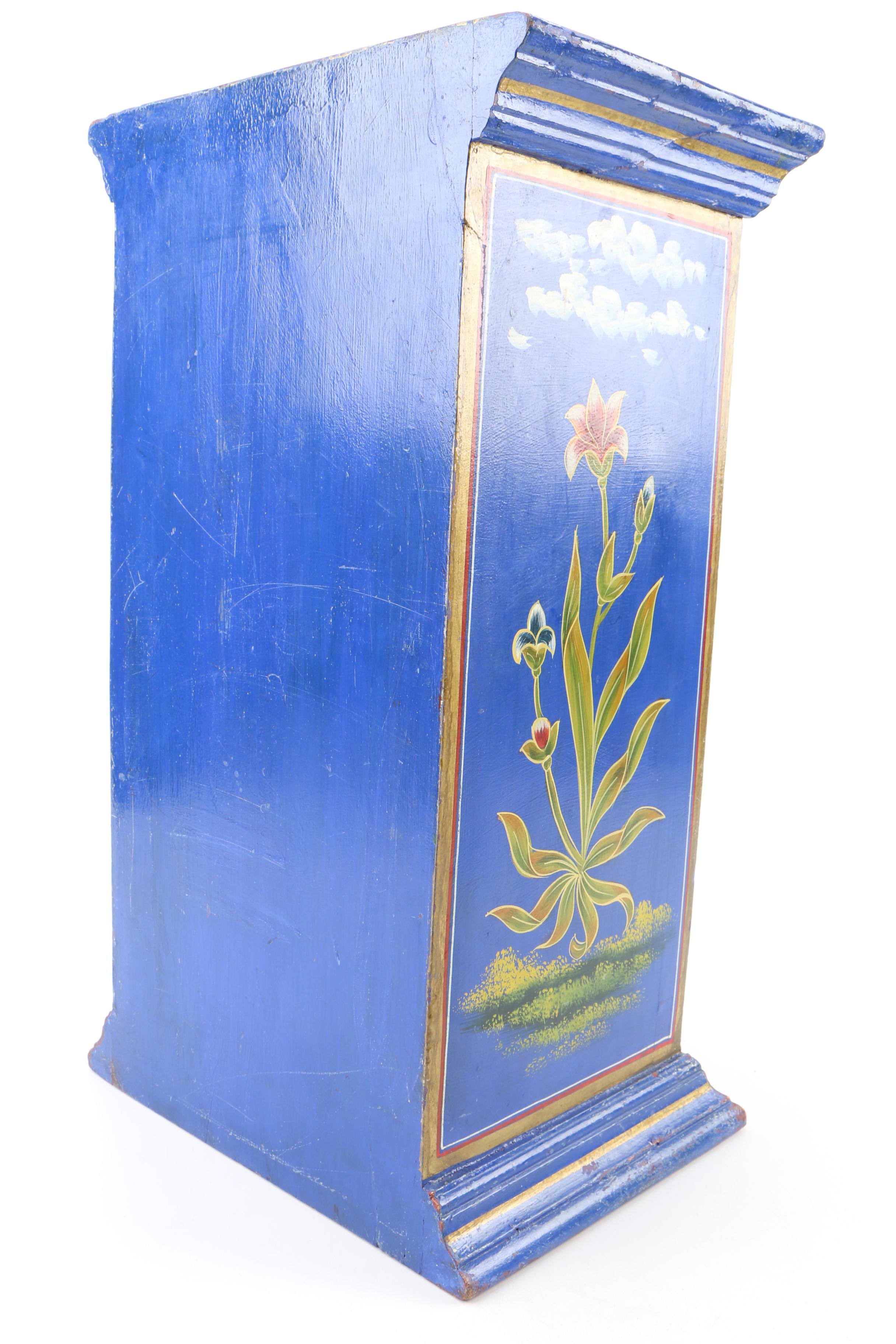 Indian Painted and Parcel-Gilt Hardwood Chairside Cabinet