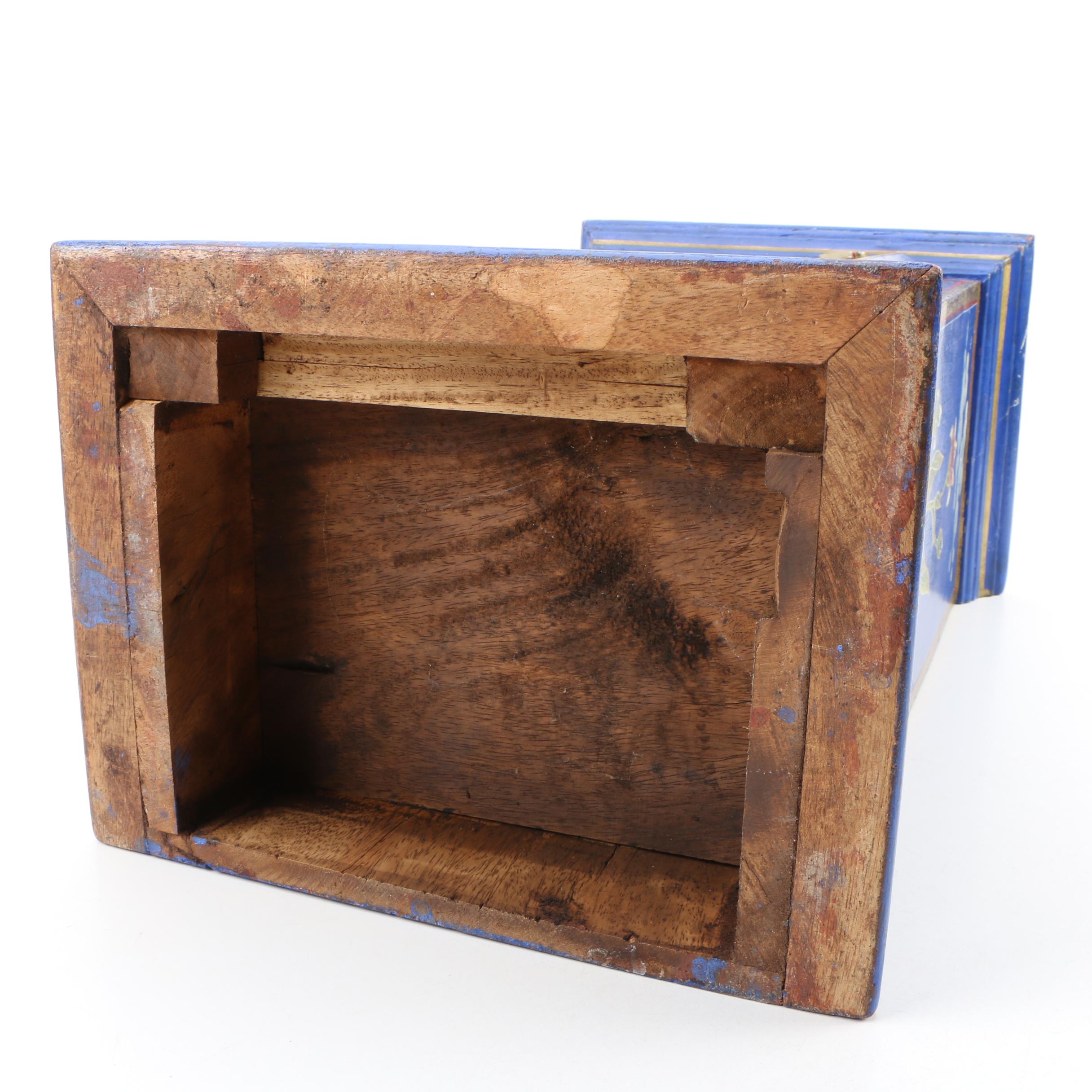 Indian Painted and Parcel-Gilt Hardwood Chairside Cabinet