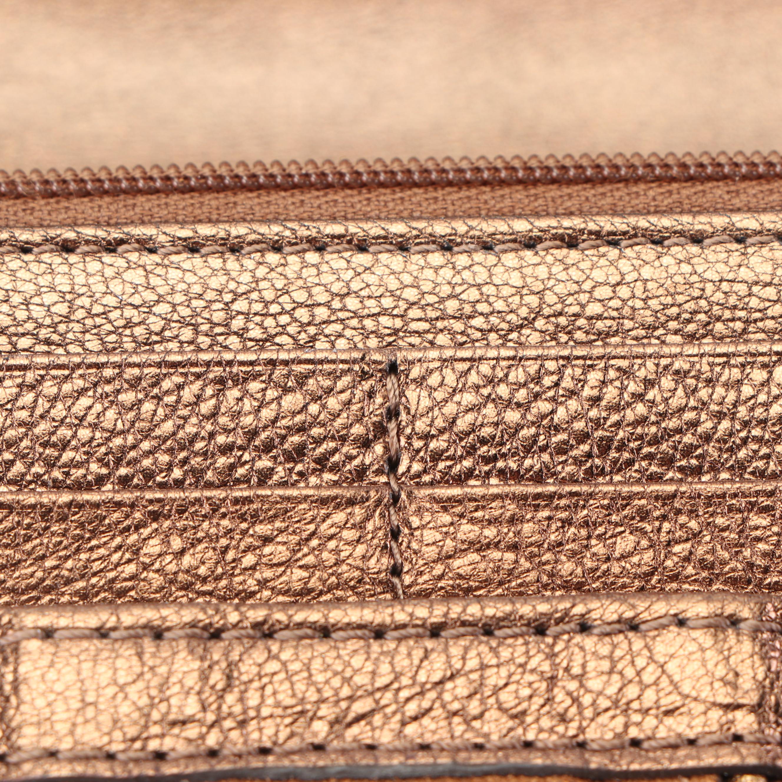Burberry Bronze Metallic, Pebbled Leather and Suede Bifold Wallet