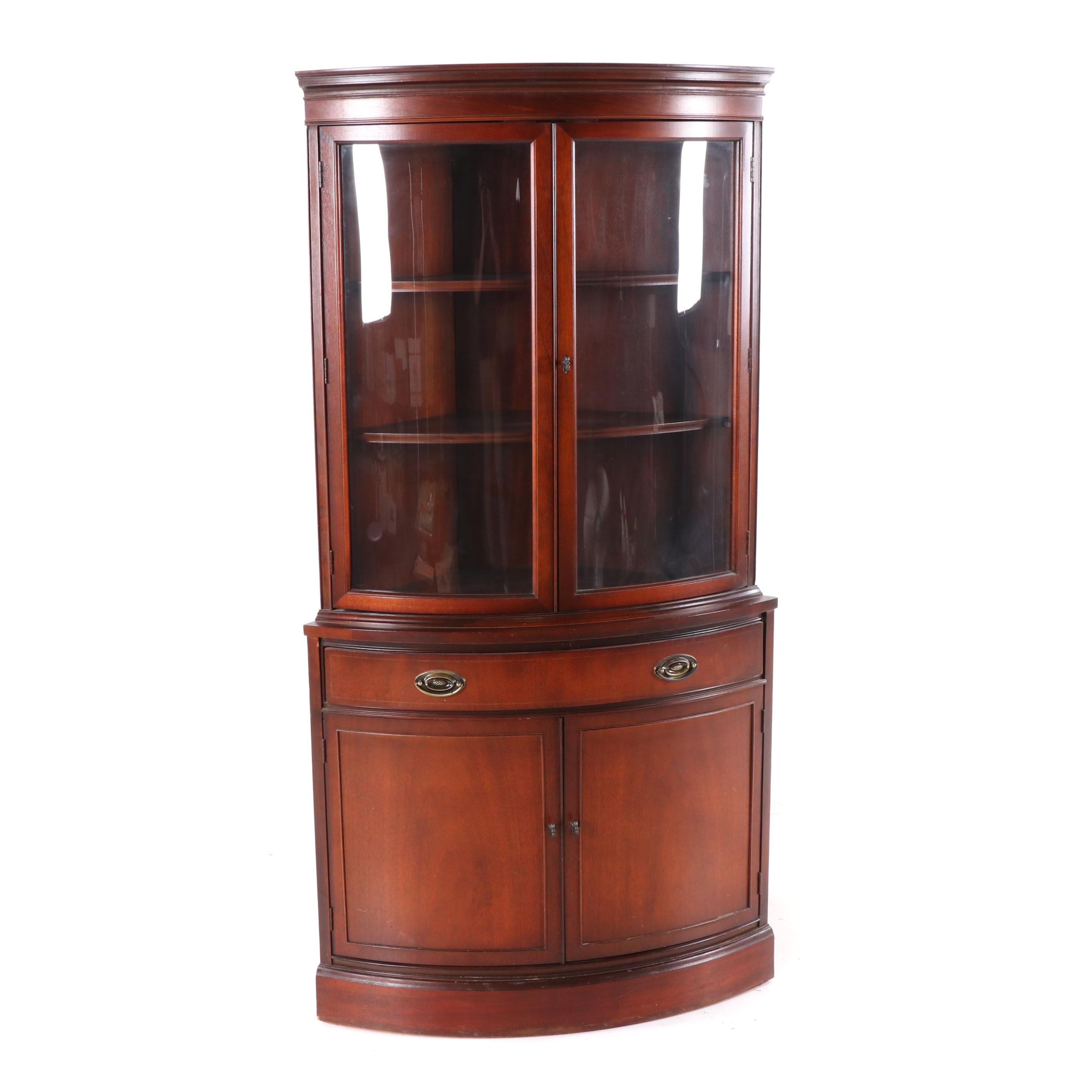 Bassett Furniture Industries "Old Shirley Monticello" Mahogany Corner Cabinet