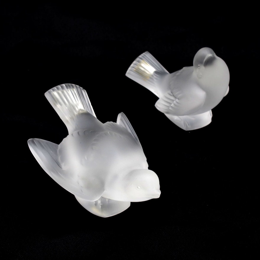 Lalique Crystal Birds, Set of Two