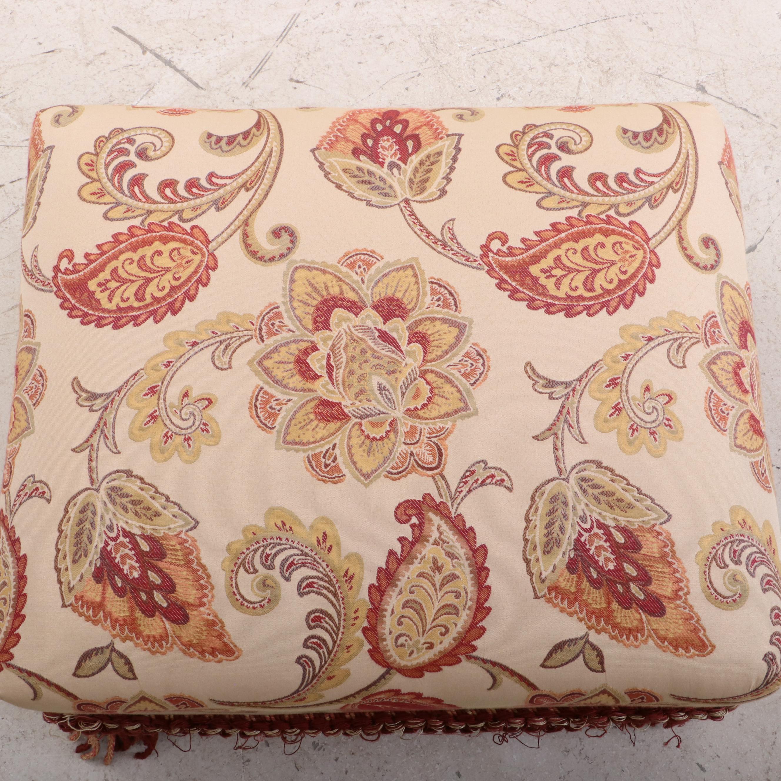 Contemporary Paisley and Floral Upholstered Arm Chair with Ottoman