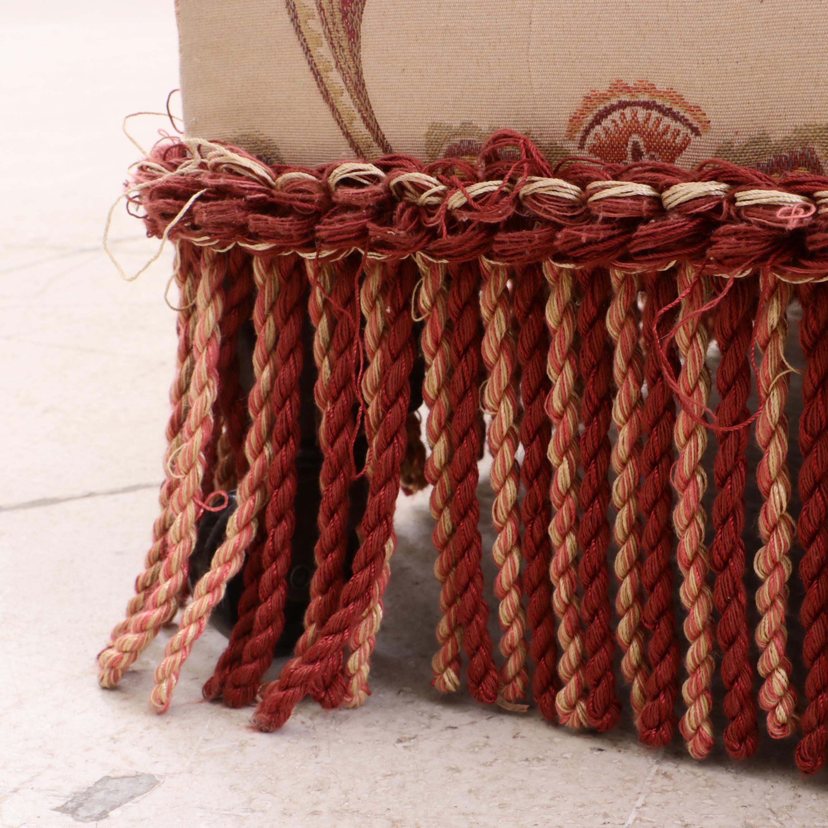Contemporary Paisley and Floral Upholstered Arm Chair with Ottoman