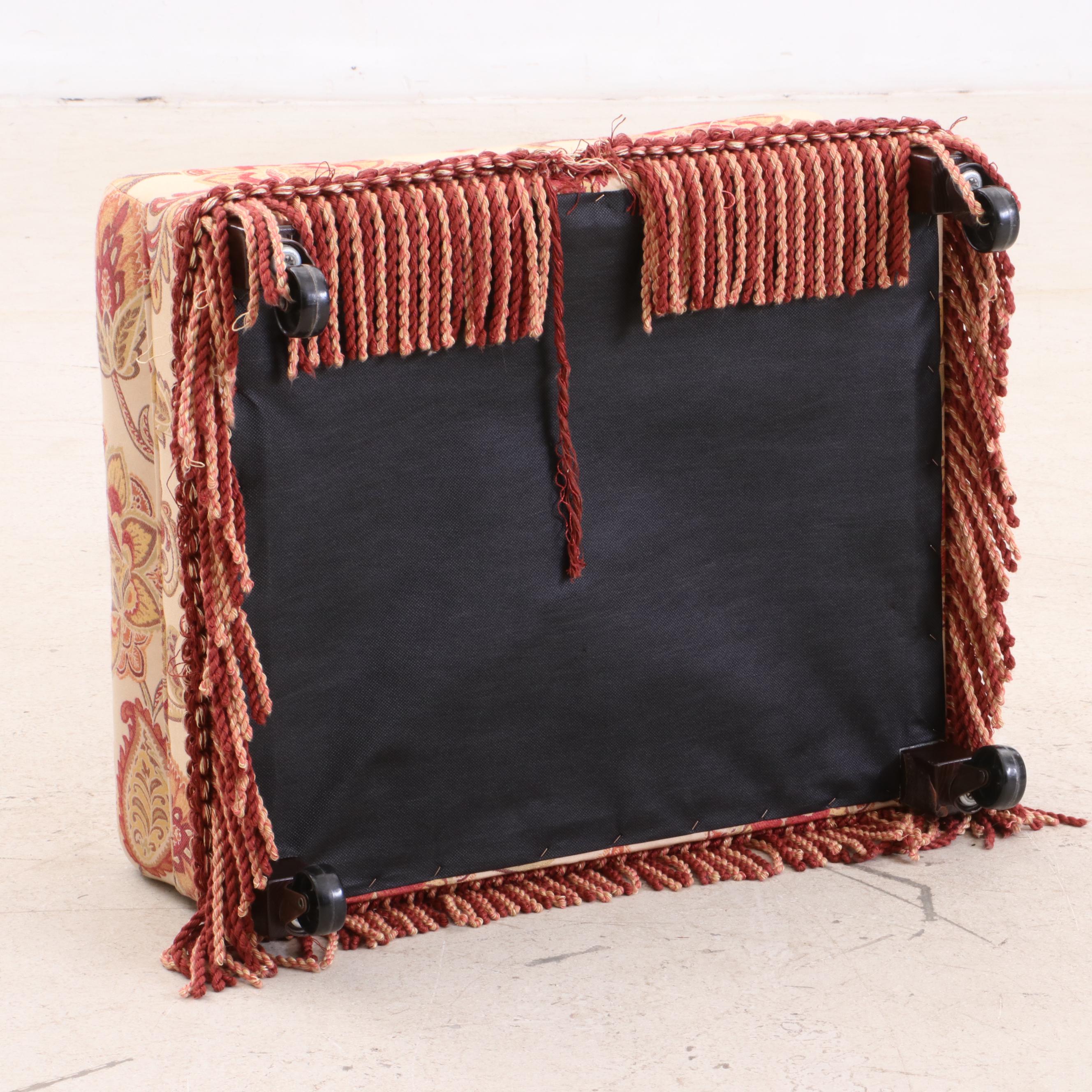 Contemporary Paisley and Floral Upholstered Arm Chair with Ottoman