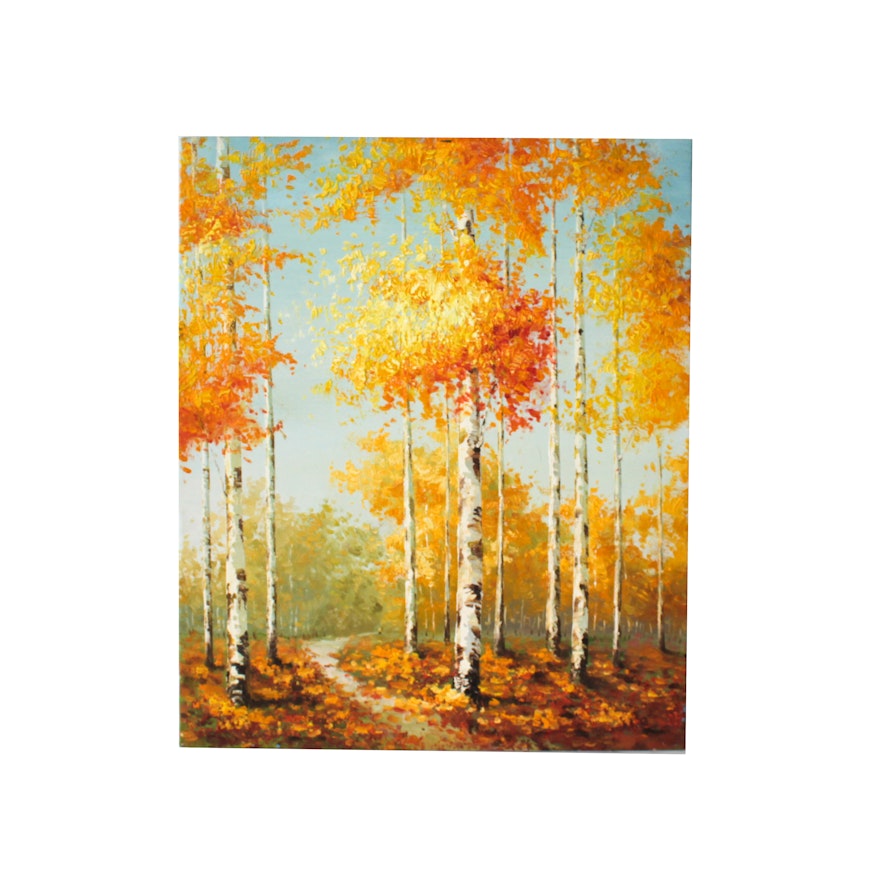 Oil Painting of Forest Scene