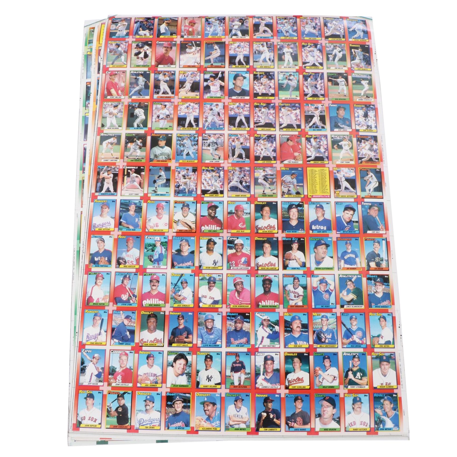 1990 Topps Uncut Baseball Card Sheets