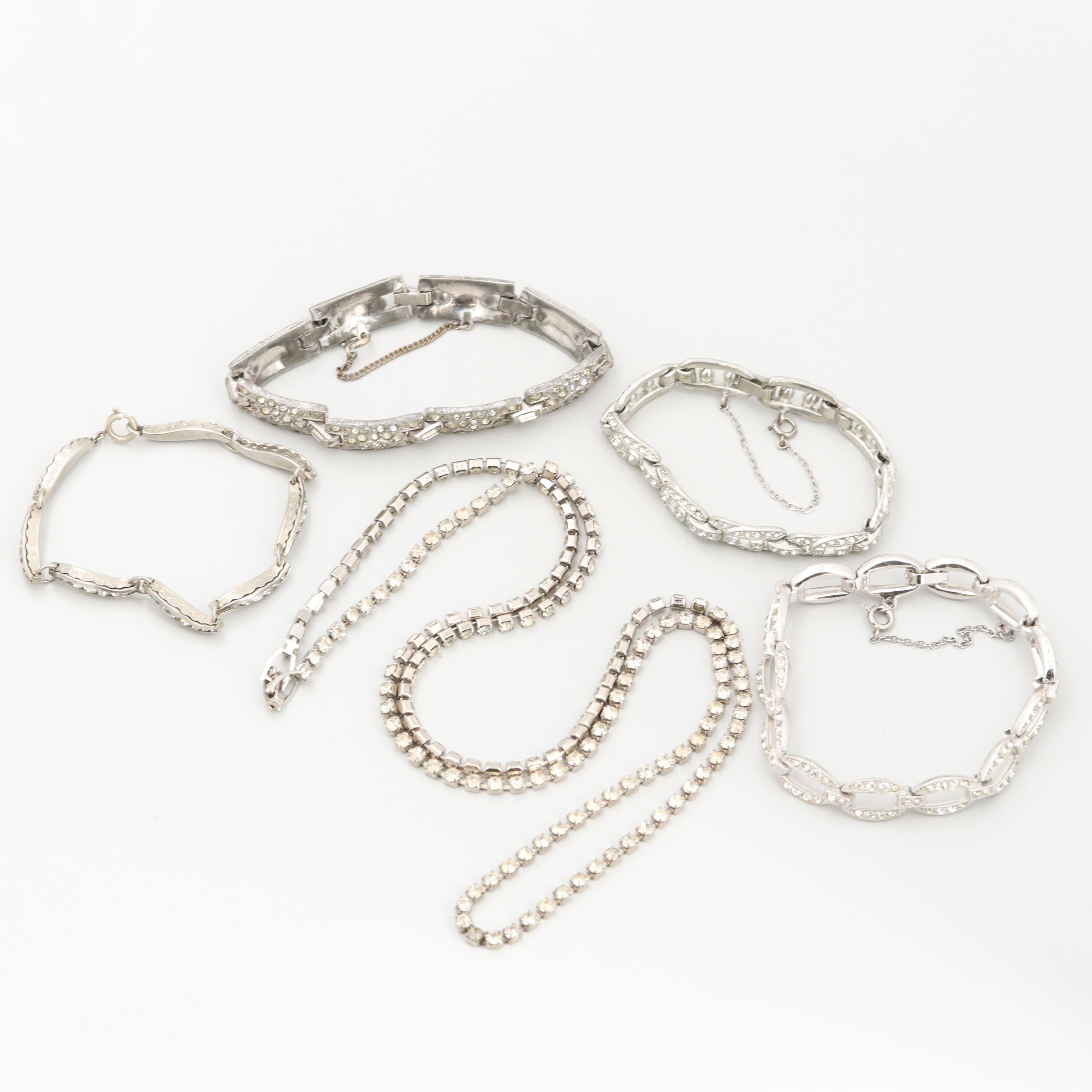 Vintage Rhinestone Jewelry Including Circa 1950 - 1960s Esha Randel