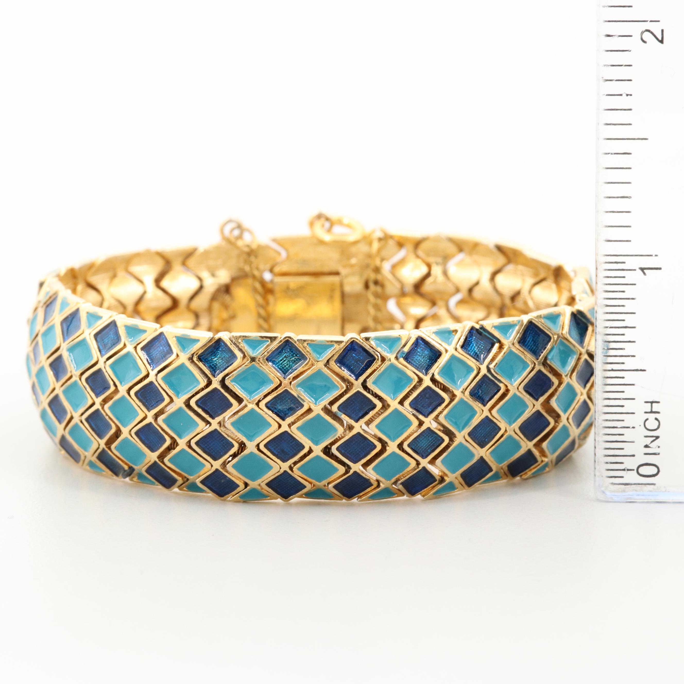 Vintage Hattie Carnegie Enamel Expandable Bracelet