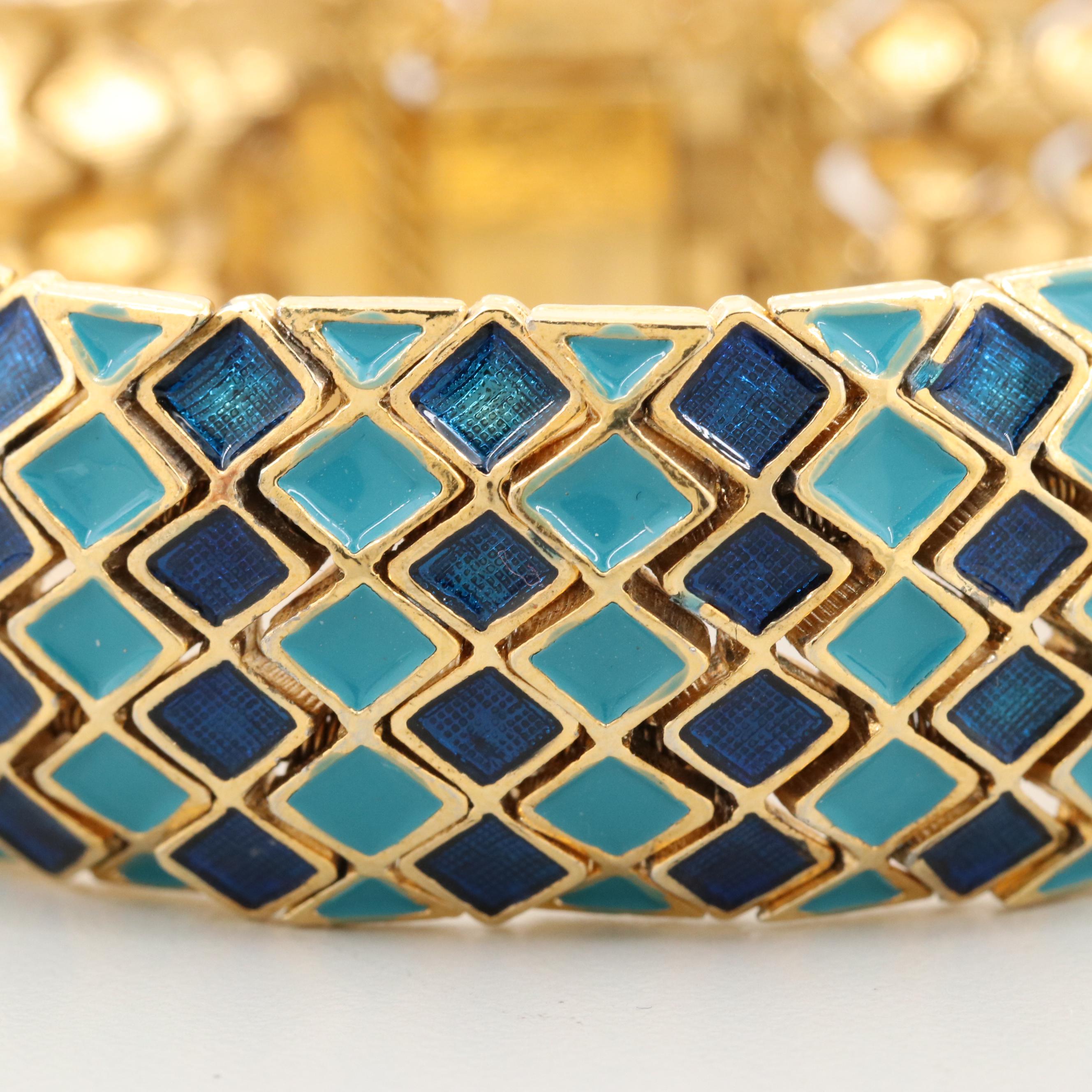 Vintage Hattie Carnegie Enamel Expandable Bracelet