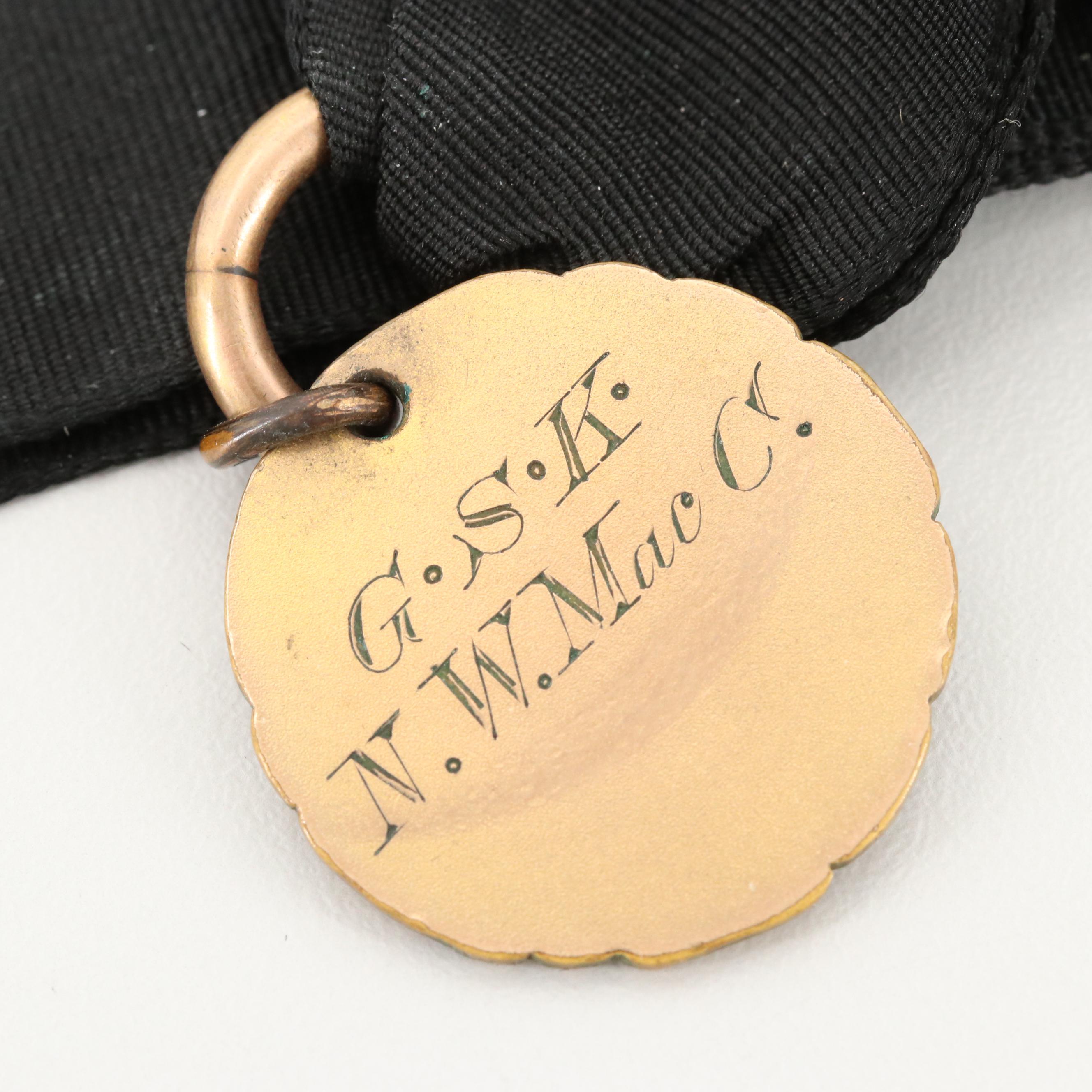 Vintage Brooches and Ribbon Including Damascene and Habillé Cameo